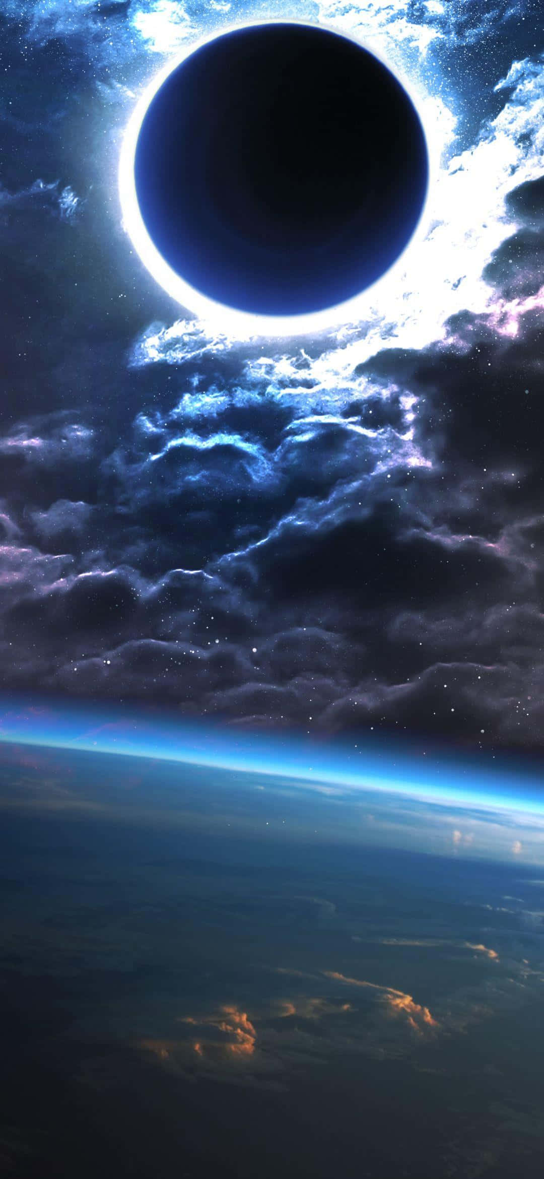 1080x2340 4K auringonpimennys digitaalinen taide Taustakuvat