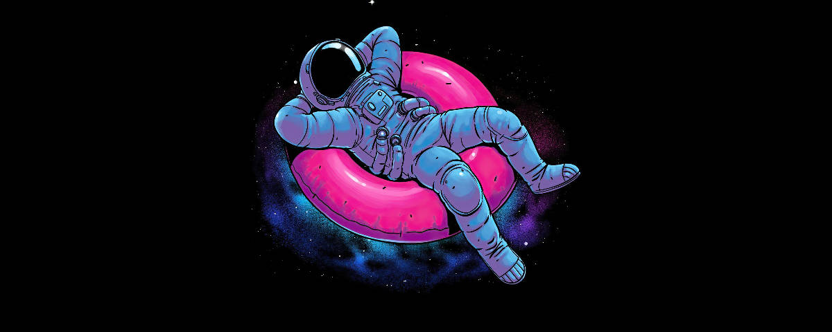 1200x480 Astronautti vaaleanpunaisella rengaskellukkeella Taustakuvat