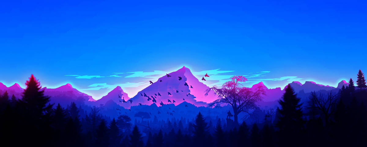 1200x480 Neon Violetti Vuoret Taustakuvat