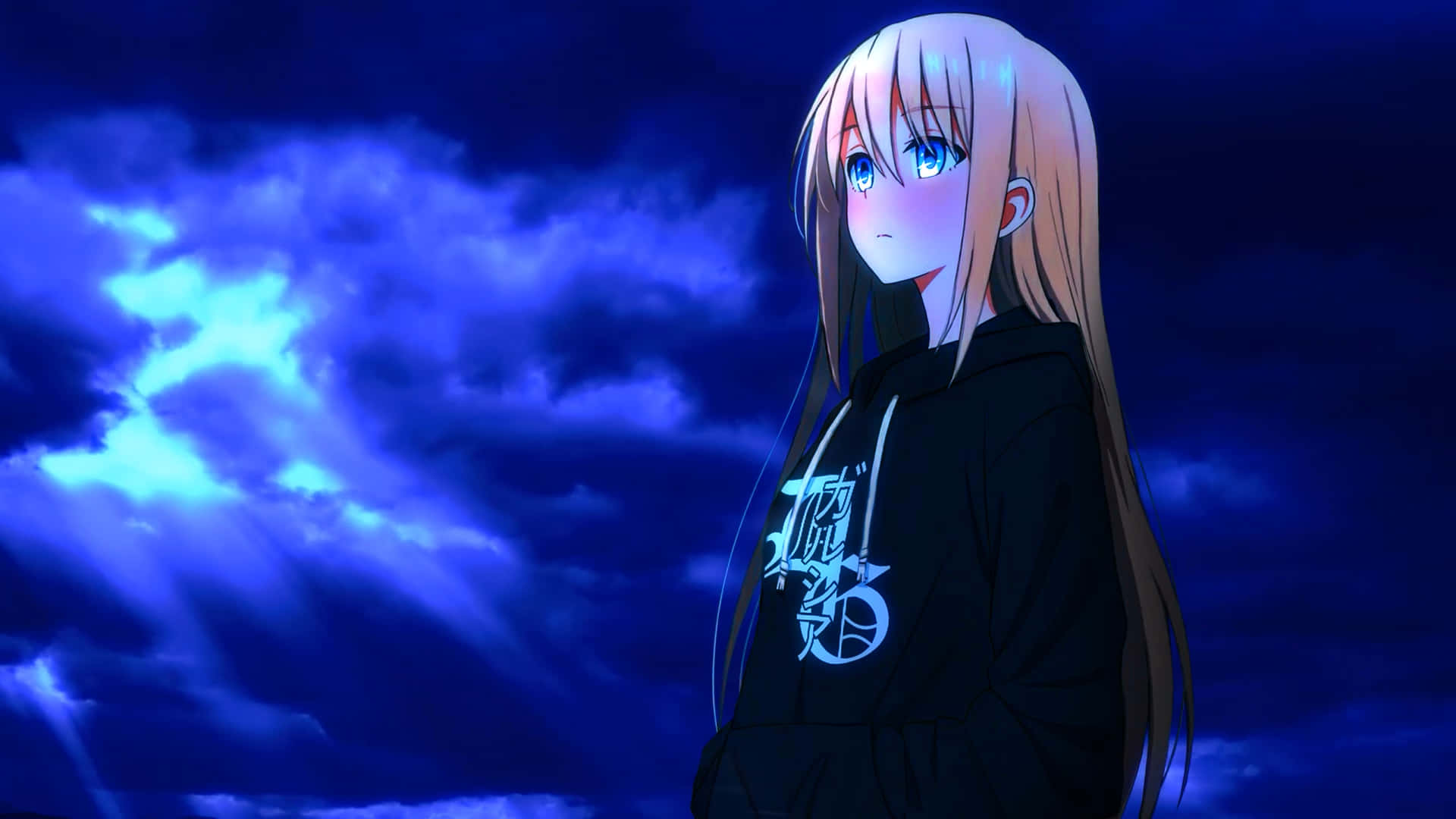 1920x1080 Anime Tyttö Tummansininen Taustakuvat