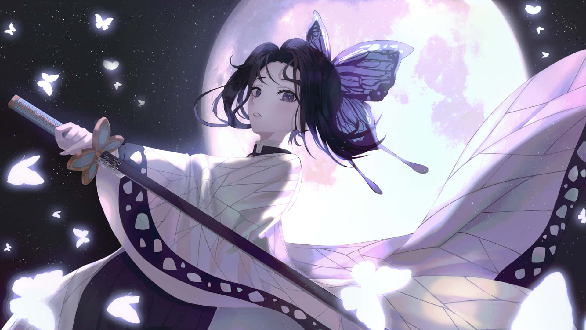 1920x1080 Anime Shinobu Kocho Musta Violetti Taustakuvat