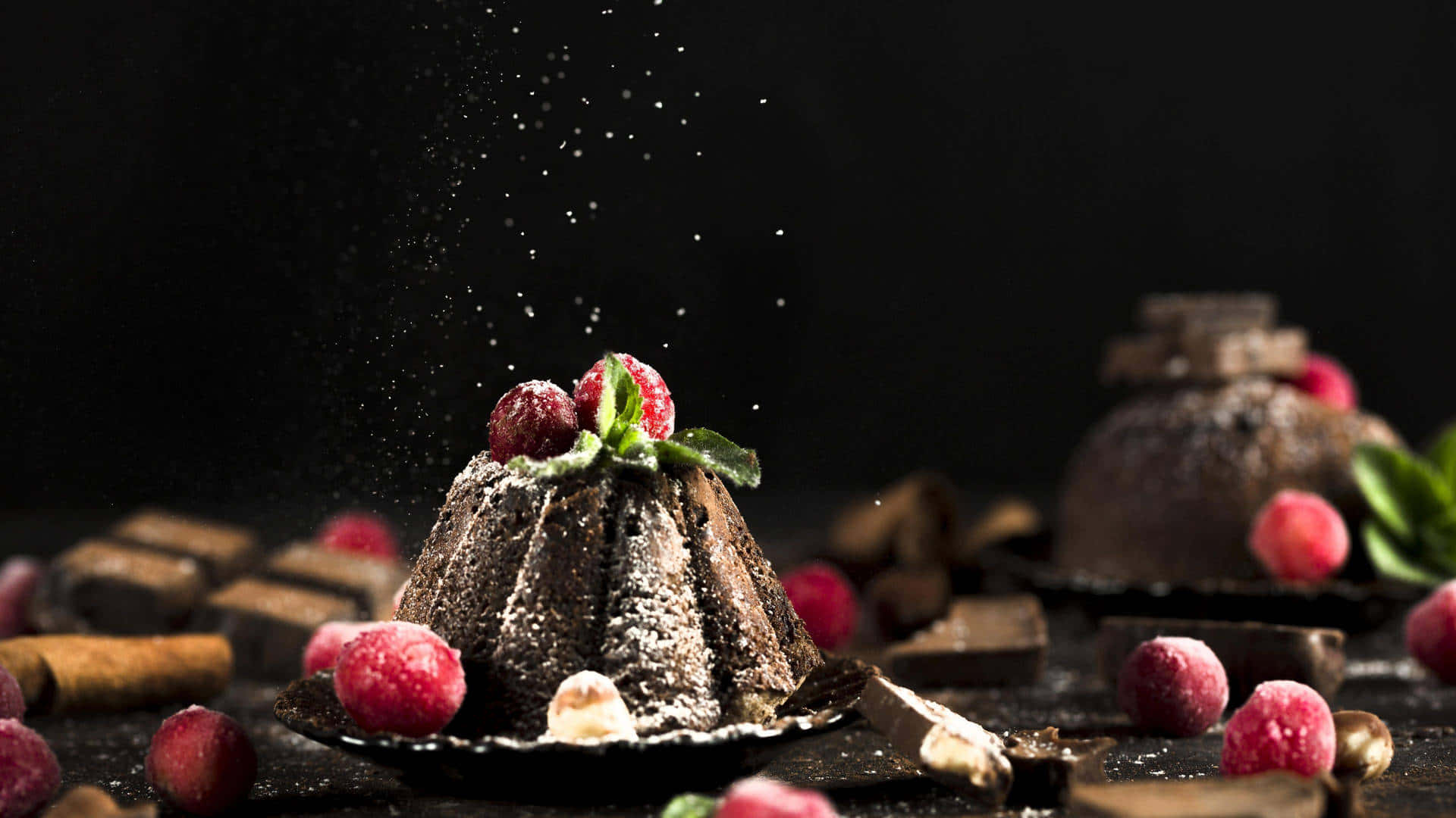 1920x1080 Jälkiruokatausta Suklaa Bundt-kakku Taustakuvat