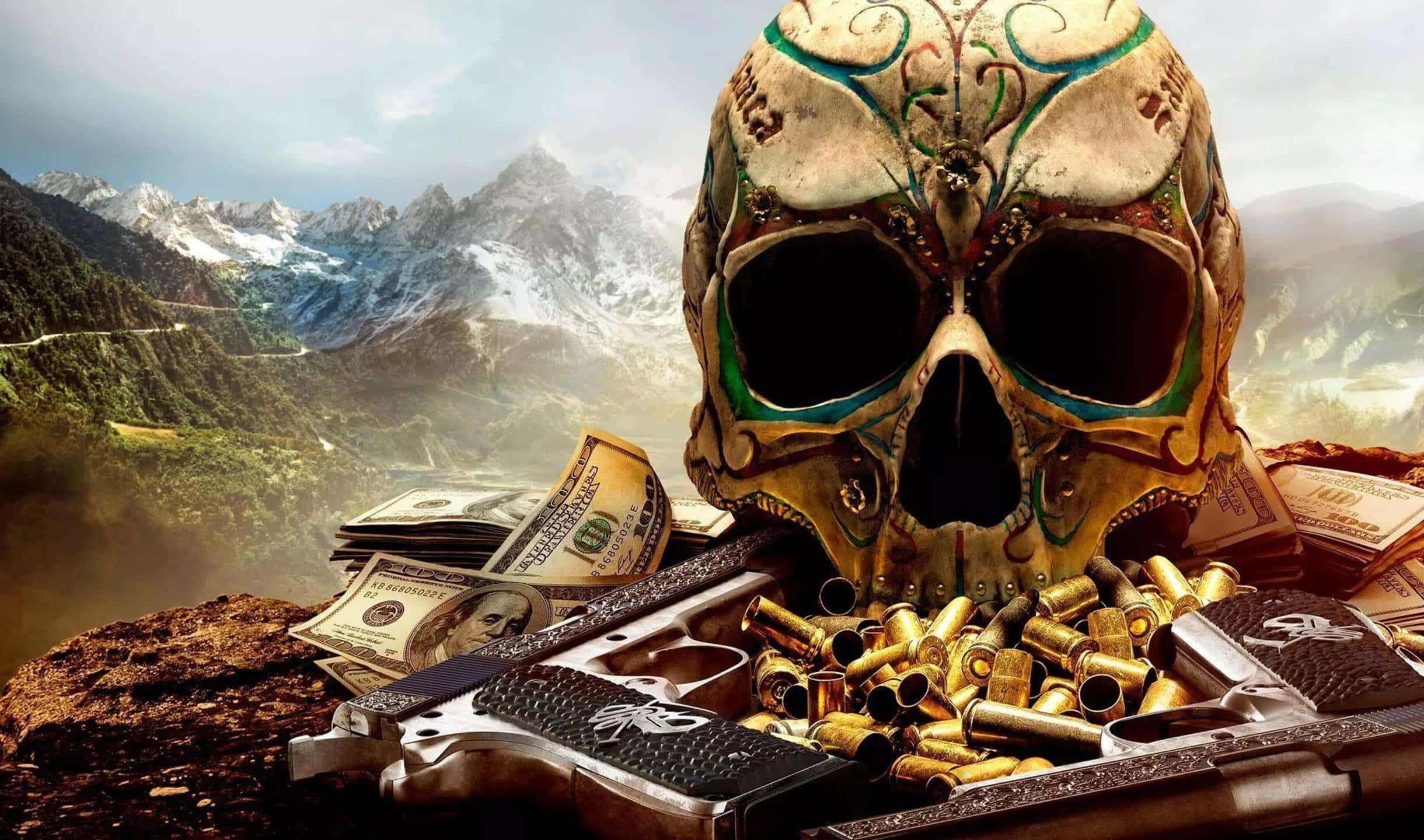 2440x1440 Ghost Recon Wildlands Pääkallo Luodeilla Tausta Taustakuvat
