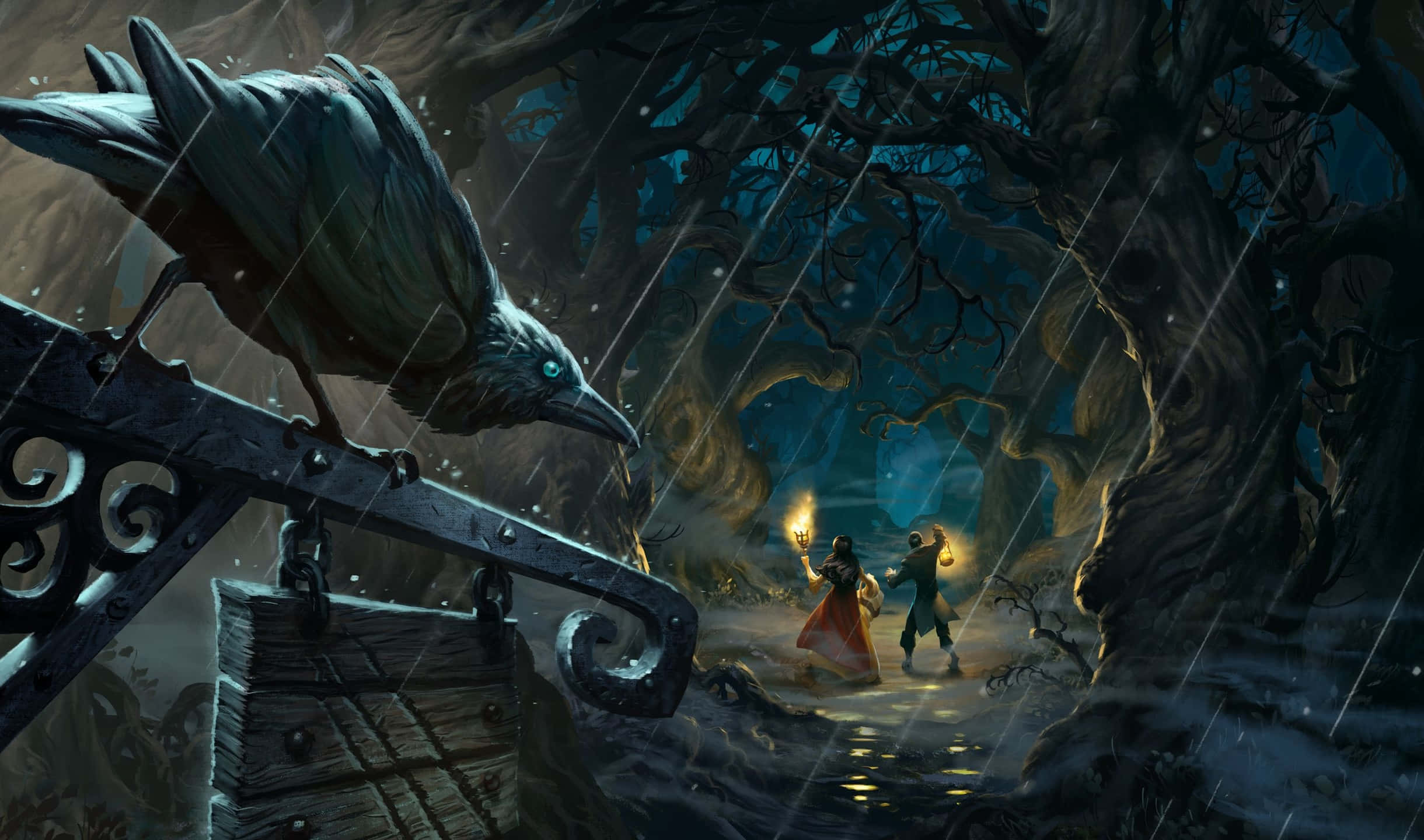 2440x1440 Hearthstone Synkkä Witchwood -tausta Taustakuvat