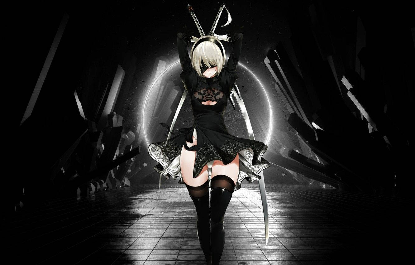 2B Musta Anime Taustakuvat