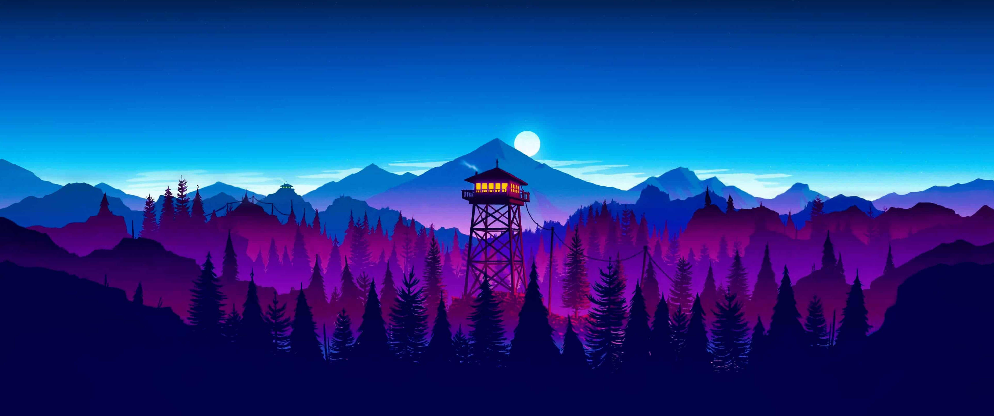 3440x1440 Minimalistinen Erämaan Vartiotorni Taustakuvat