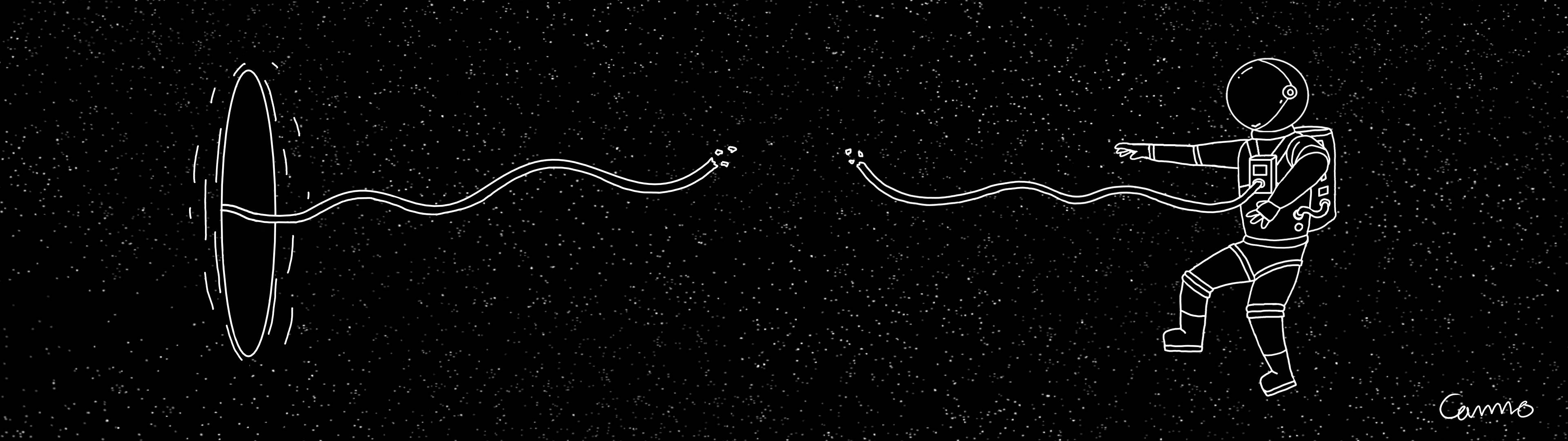 3840x1080 4K Astronautin viivataide Taustakuvat