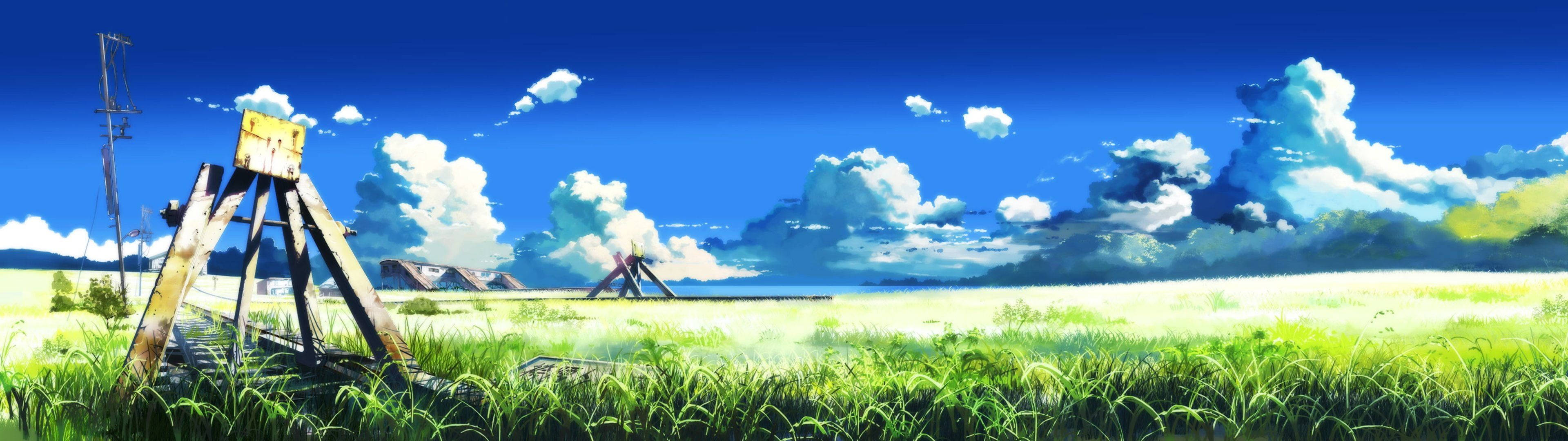 3840x1080 4K Maaseudun Rautatie Taustakuvat