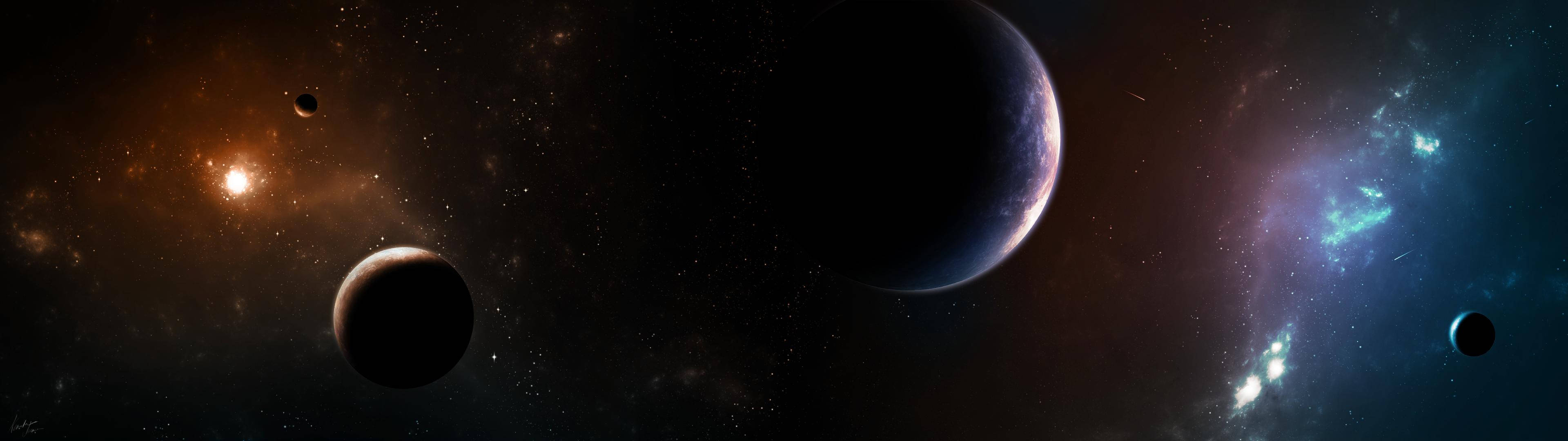 3840x1080 HD kaksoisnäytön galaksi Taustakuvat