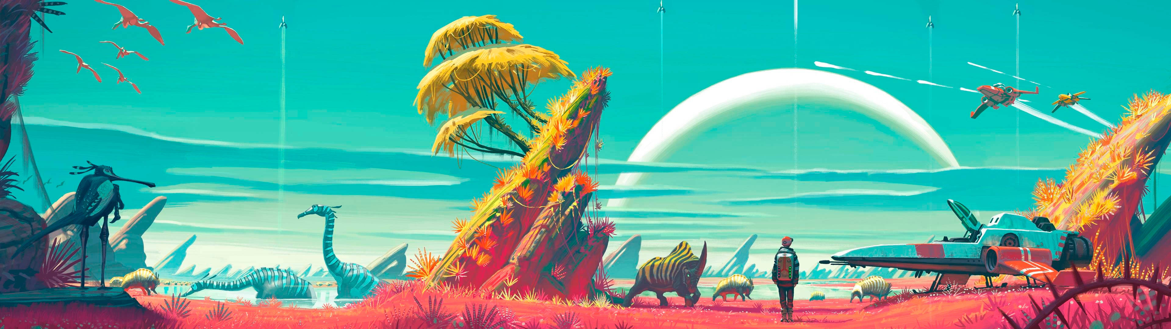 3840x1080 HD Kaksoisnäyttö Dinosaurukset Taustakuvat