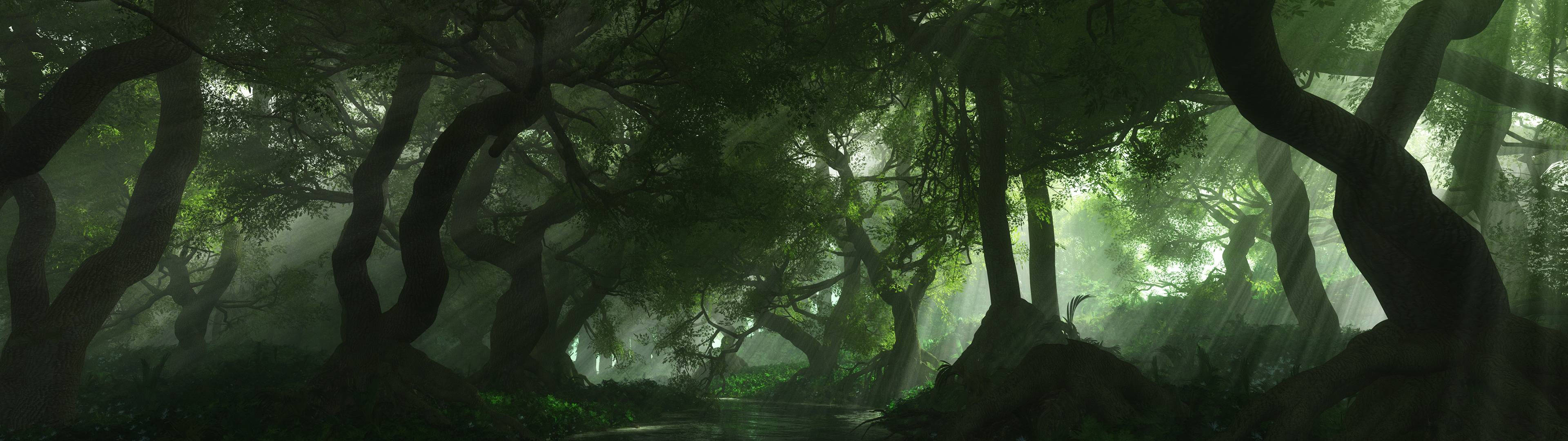 3840x1080 HD Kaksoisnäytön Metsä Taustakuvat