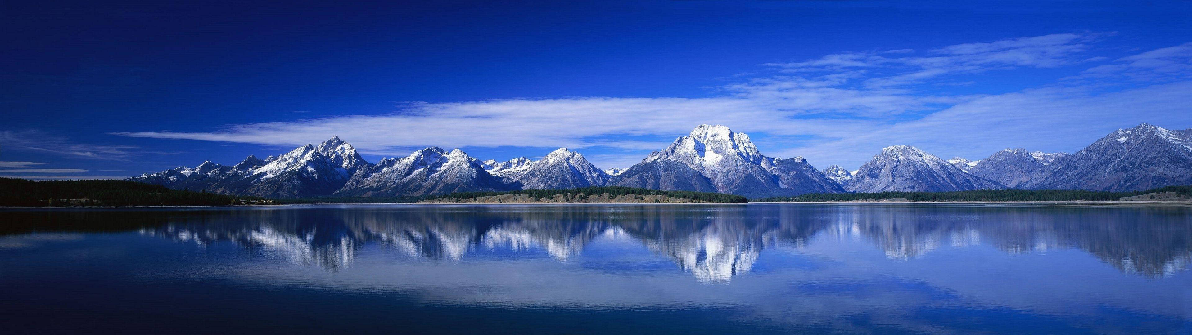 3840x1080 HD Kaksoisnäyttö Vuoristojärvi Taustakuvat