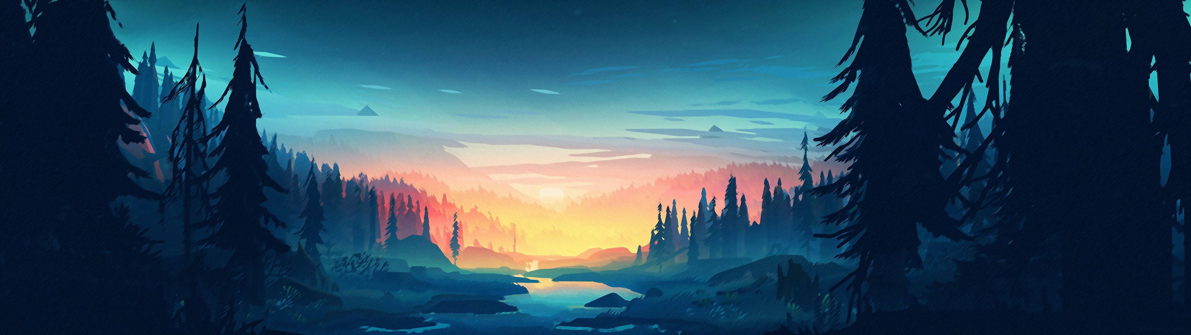 3840x1080 HD Luontotaide Kaksoisnäytölle Taustakuvat
