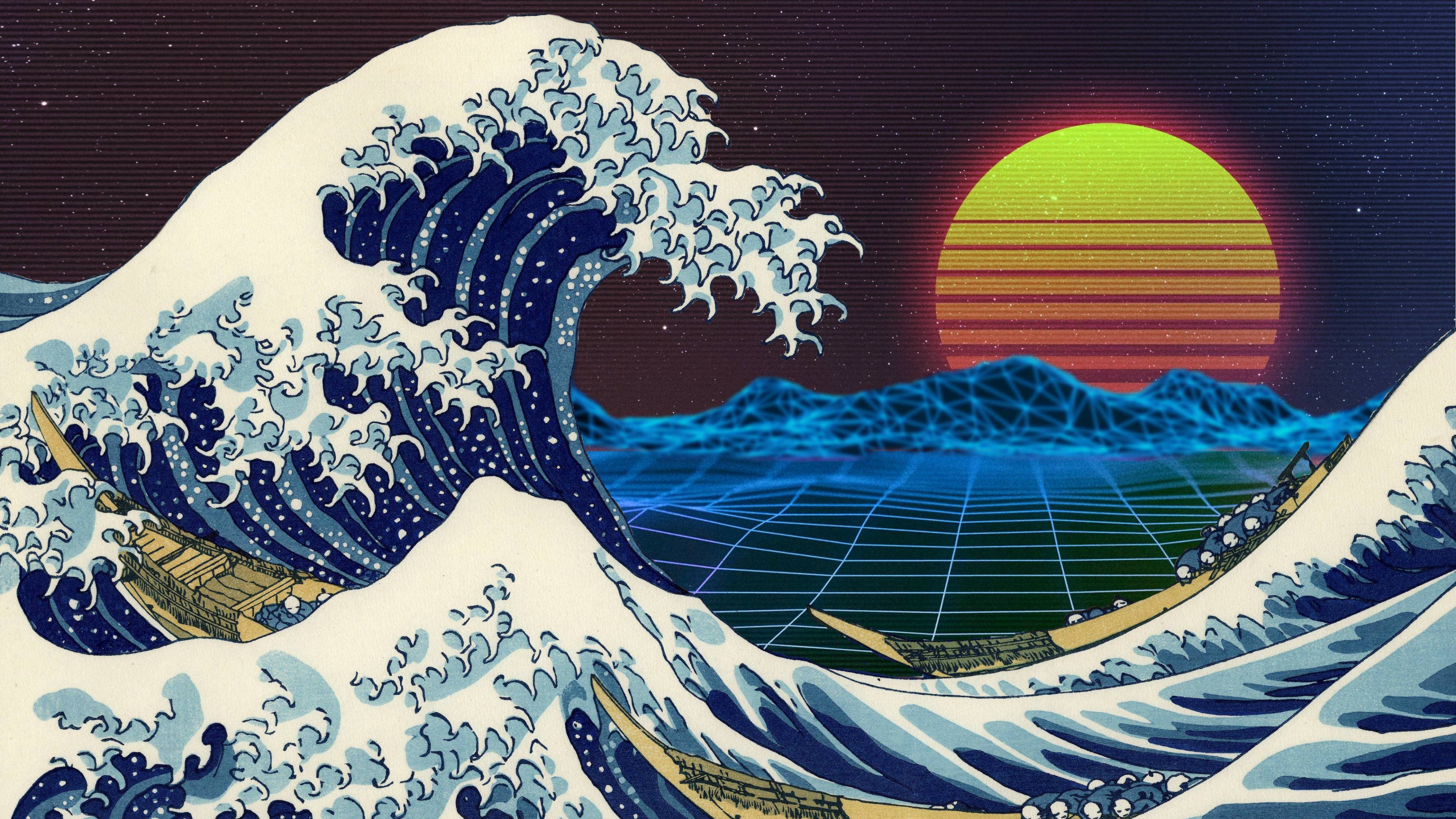 3840x2160 näyttö Retro Suuri aalto Taustakuvat