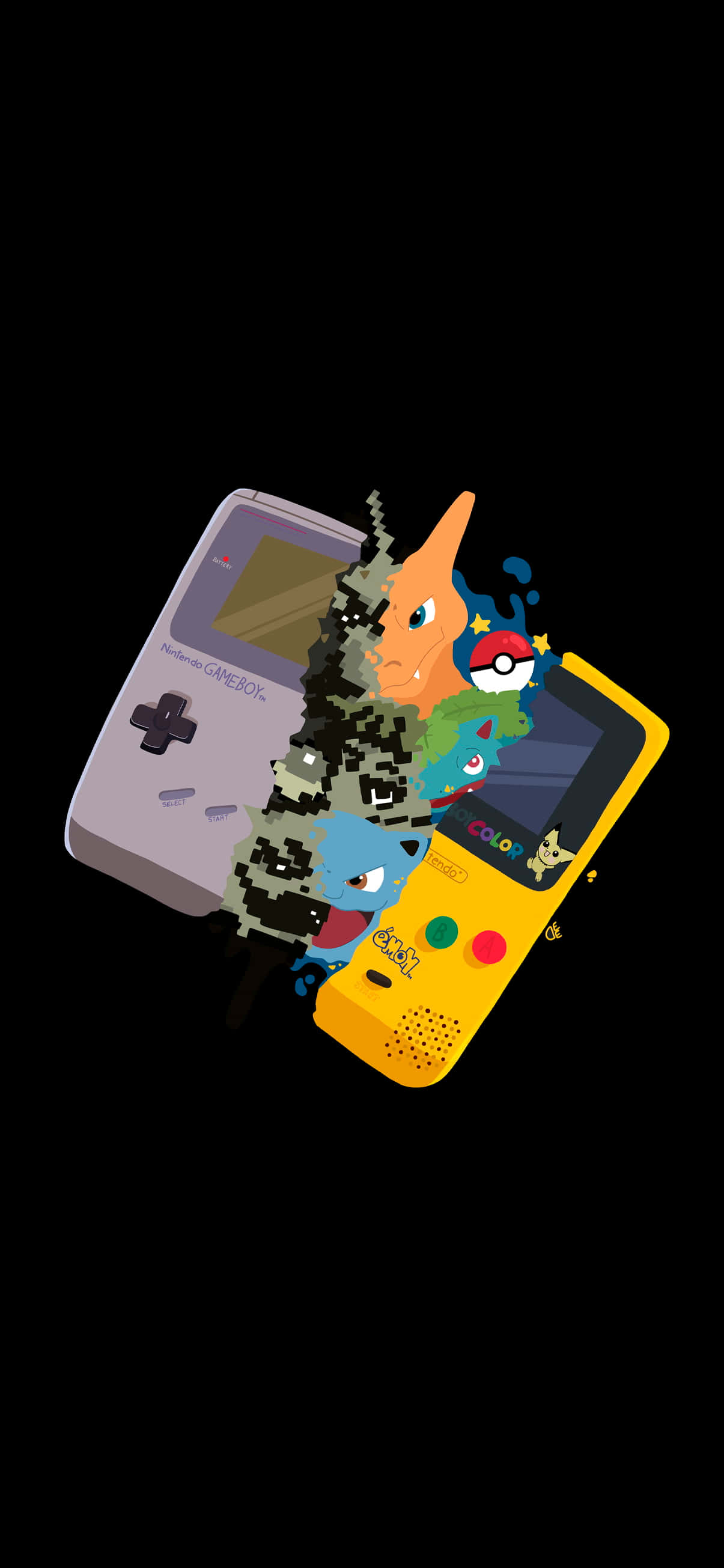 4K AMOLED -taustakuva Pokemoneista pakenemassa Gameboyista Taustakuvat