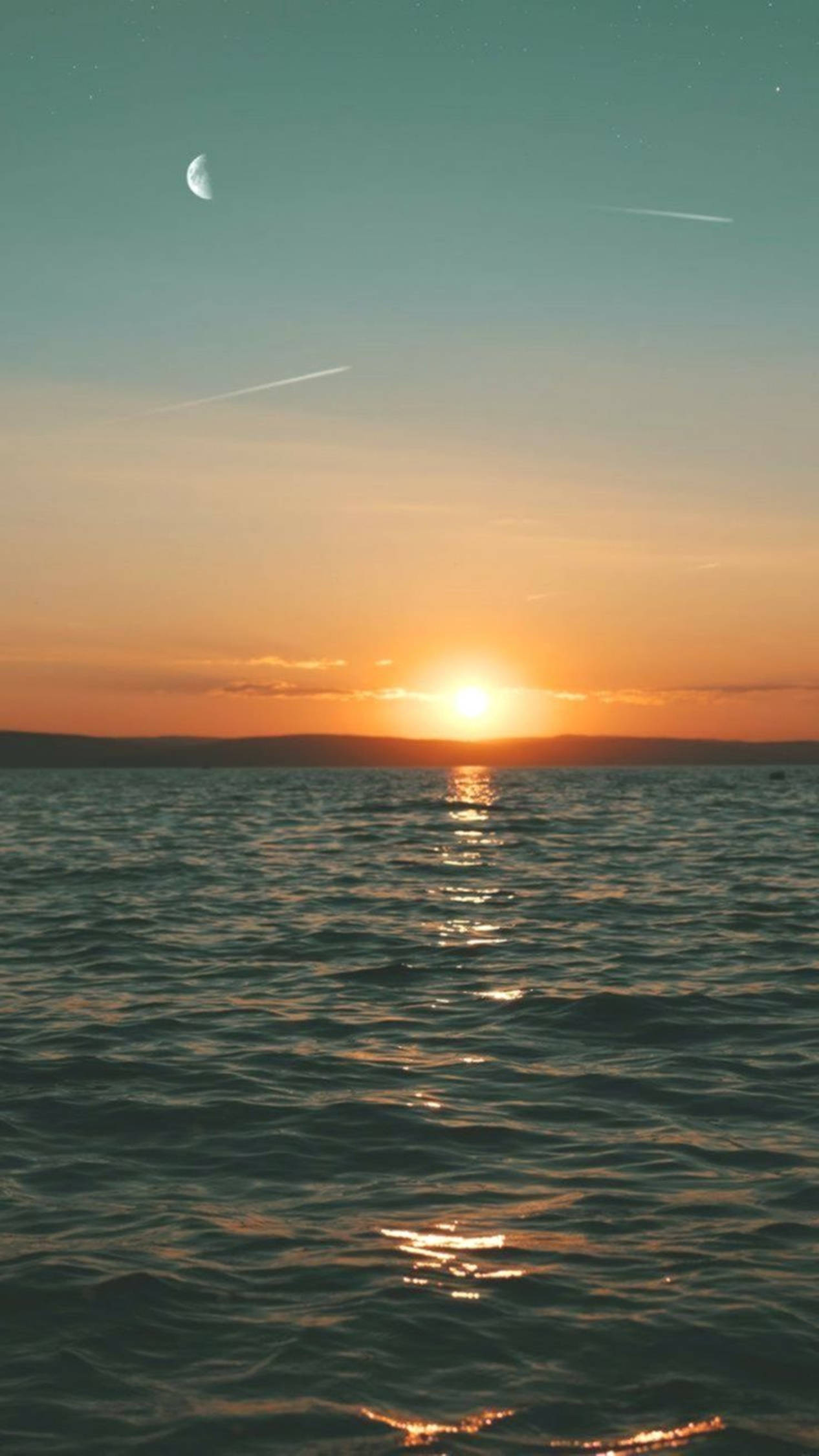 4K Android Auringonlasku Kuu Taustakuvat