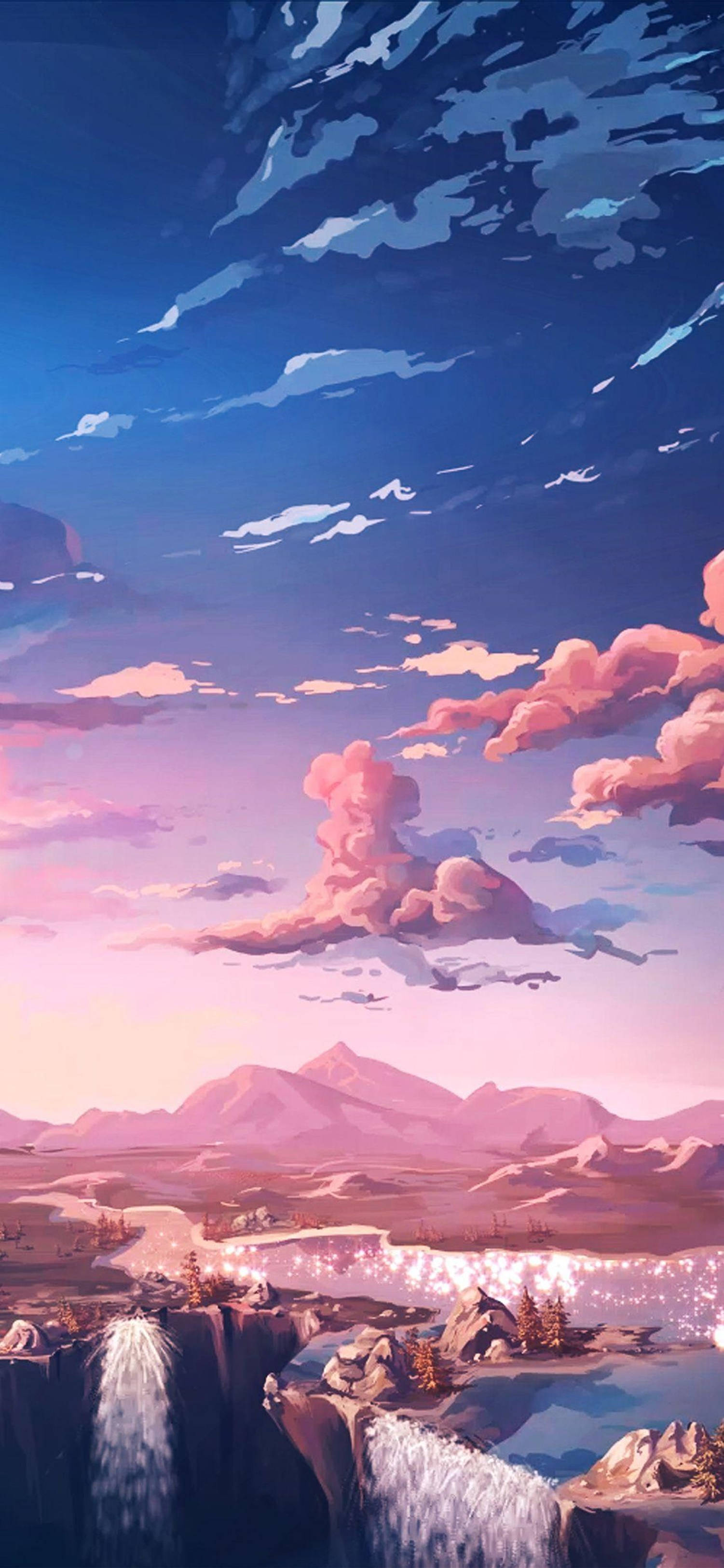 4K Anime iPhone Pink Skies Maisema Taustakuvat
