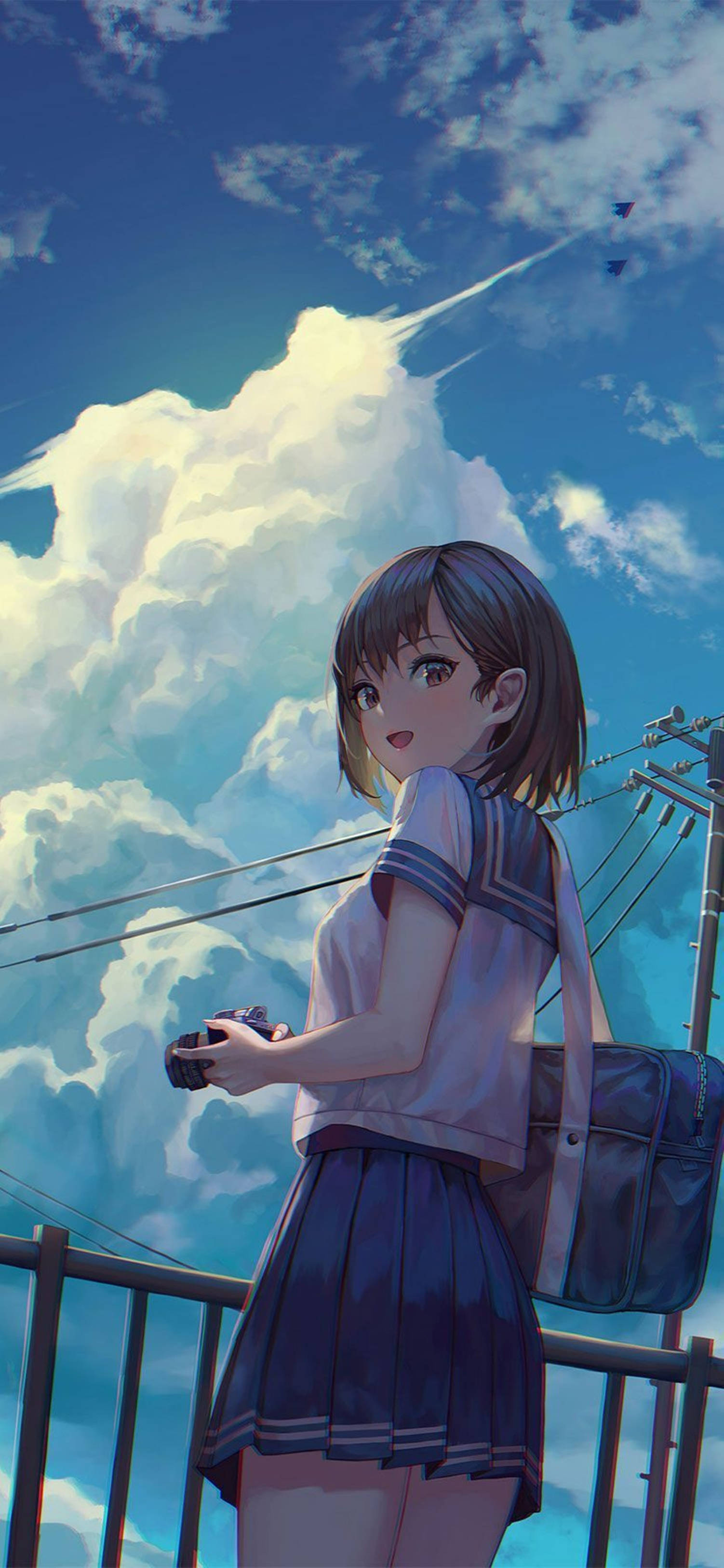 4K Anime iPhone Suloinen Koulutyttö Taustakuvat