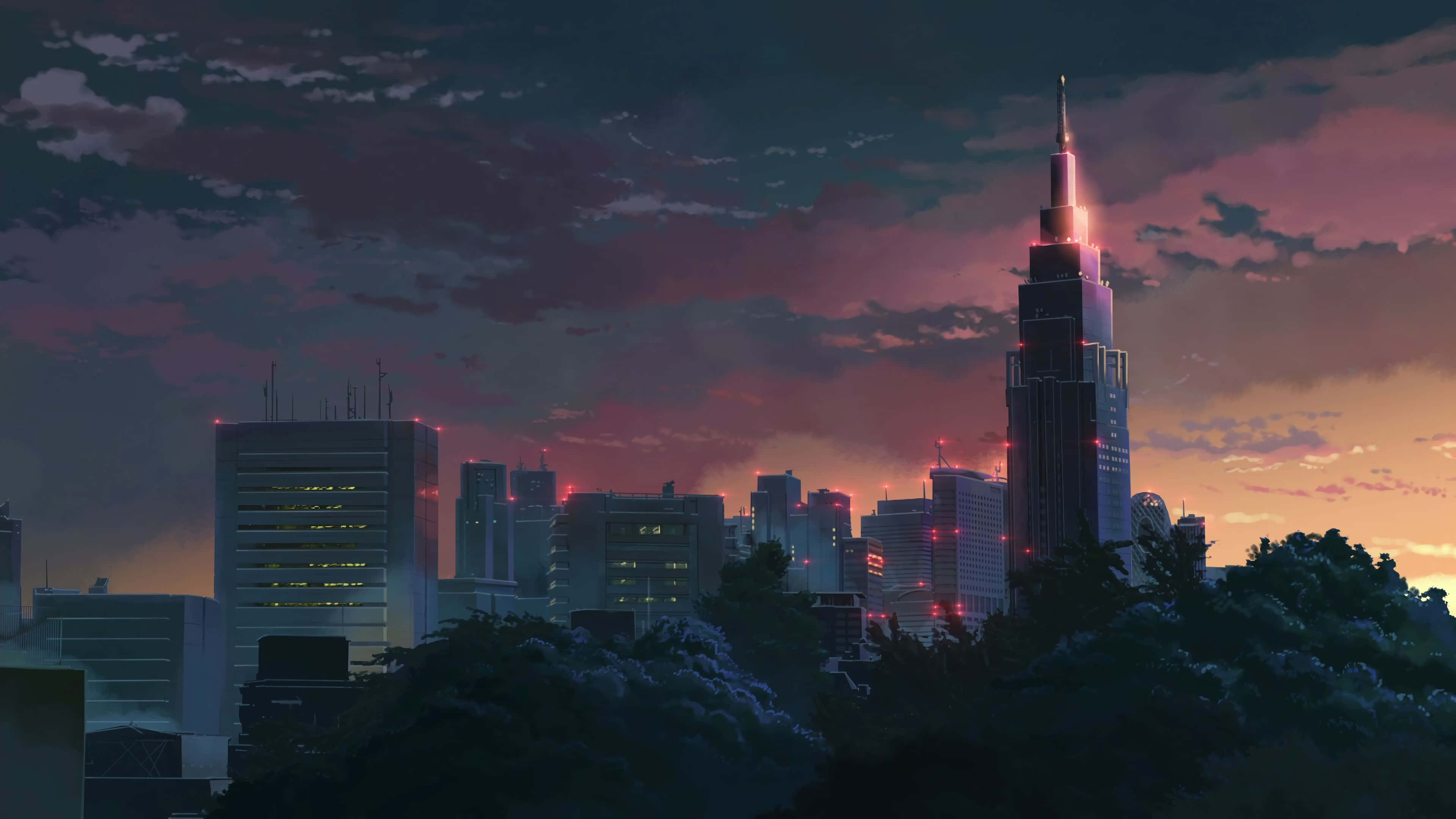 4K Anime Tokion kaupunkinäkymä Taustakuvat