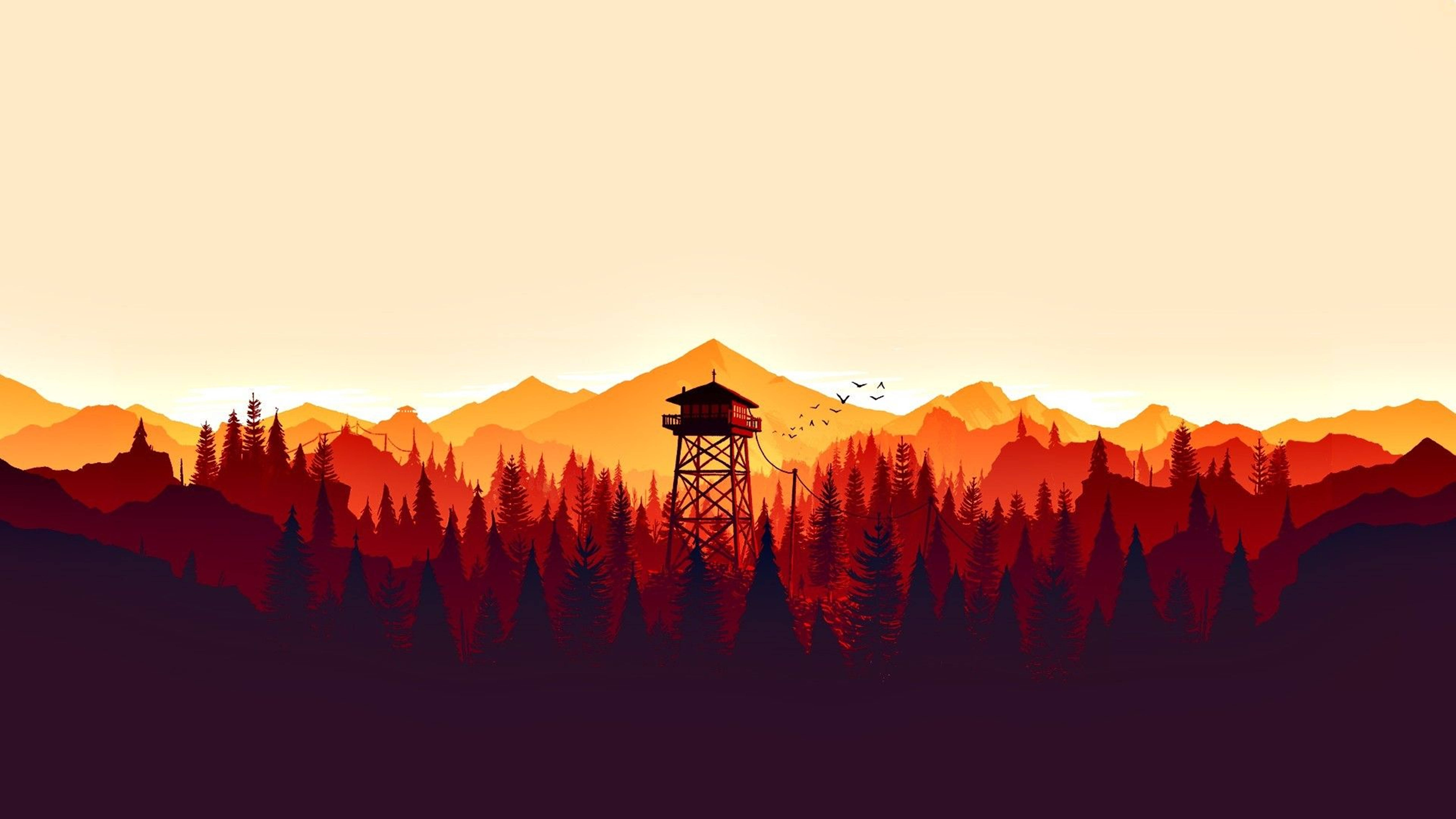 4K Firewatch Eloisan Oranssit Vuoret Taustakuvat