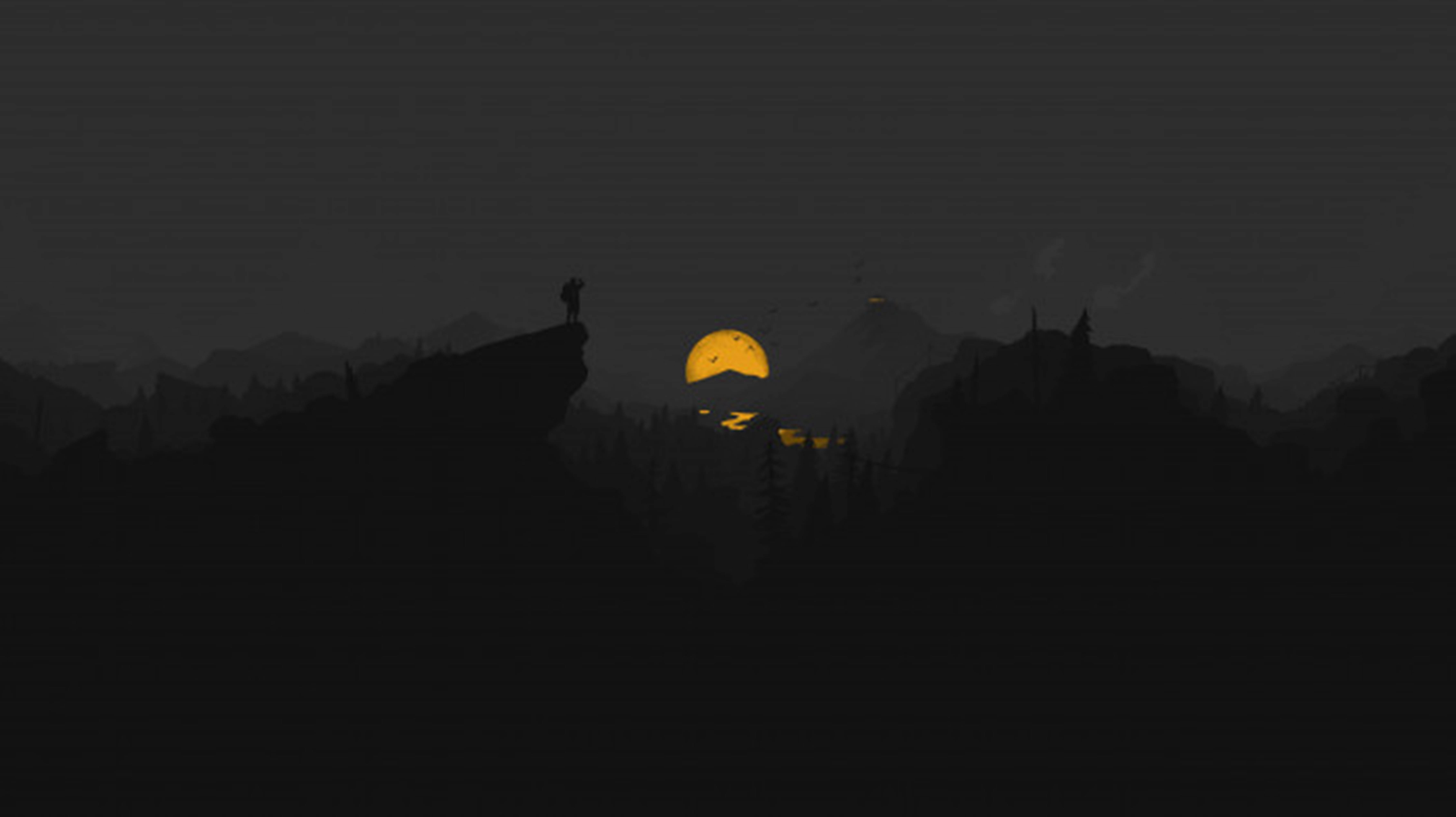 4K Firewatch Keltainen Kuu Joki Taustakuvat