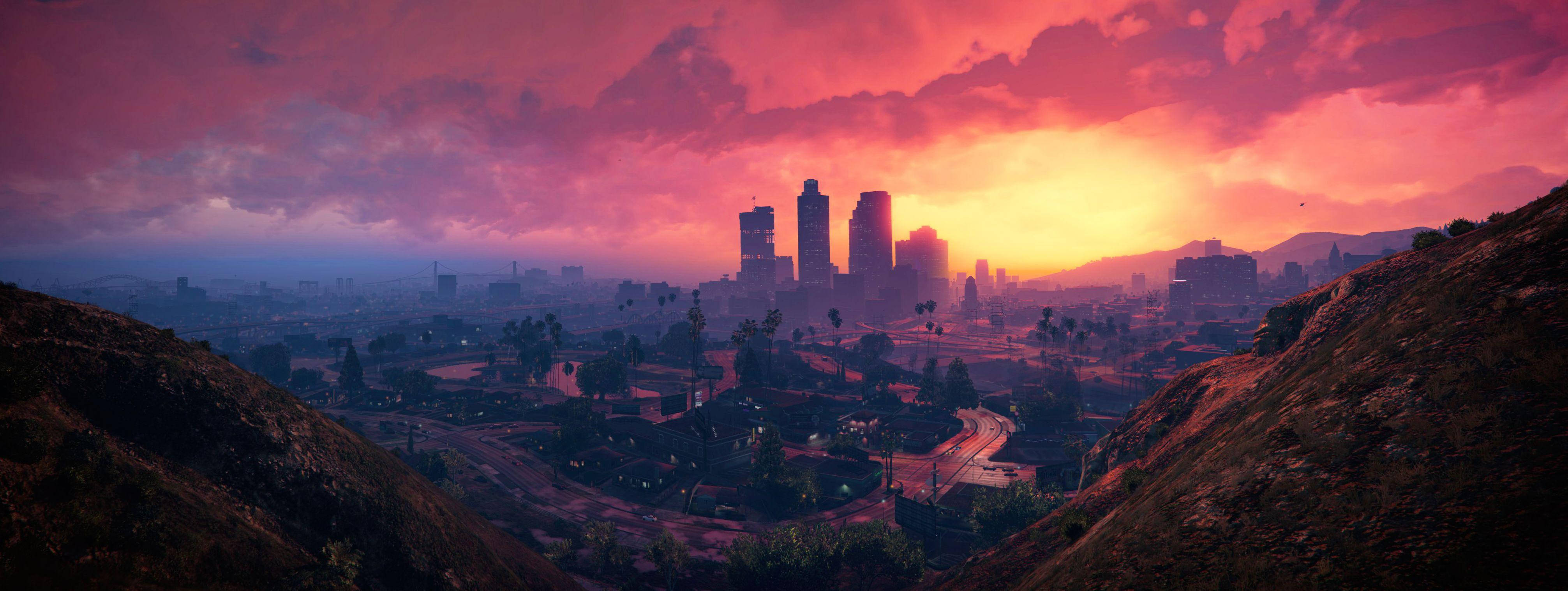 4K GTA 5 Los Santosin kaupungin siluetti Taustakuvat
