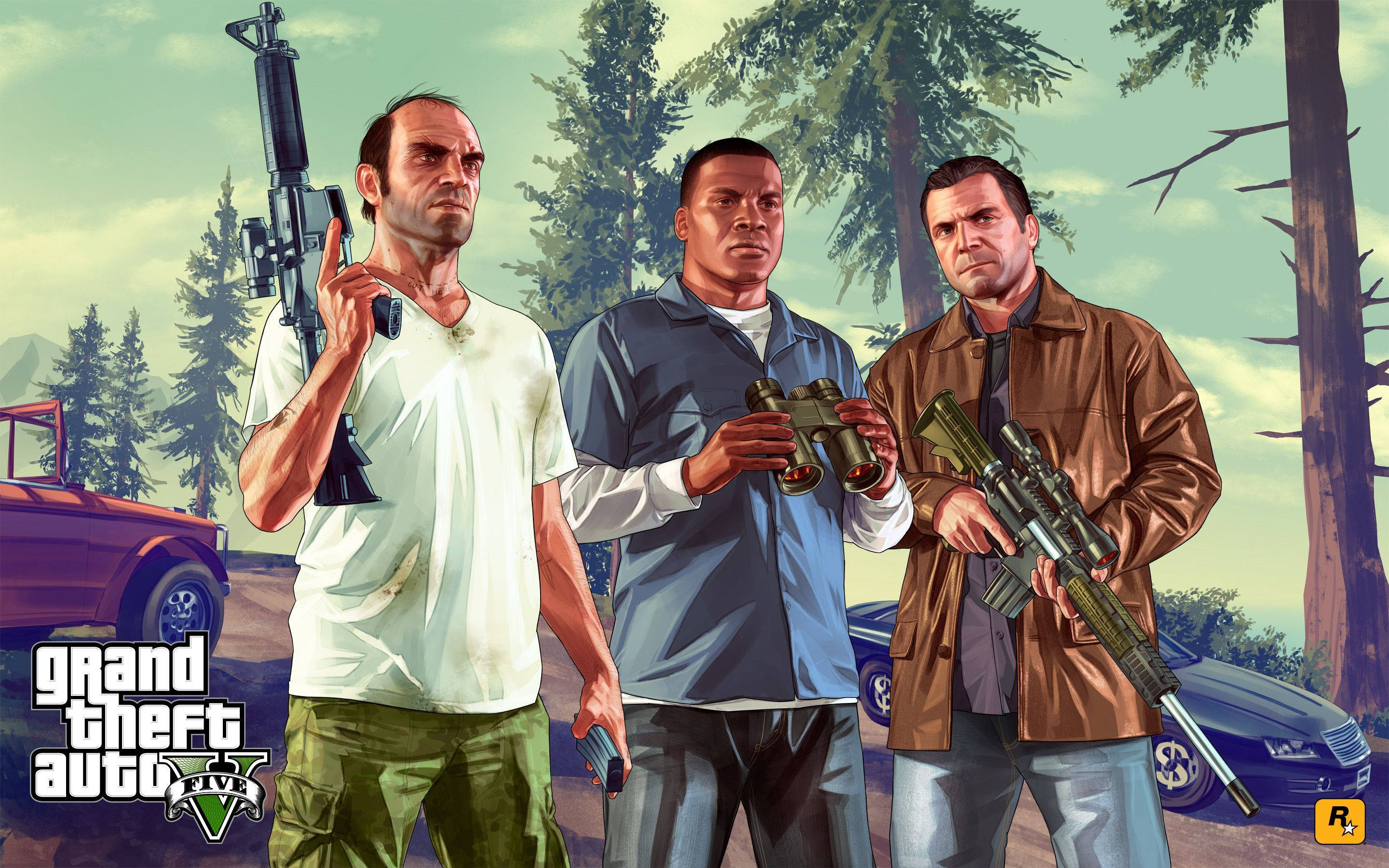 4K GTA 5 Trevor Franklin Michael Aseiden Kanssa Taustakuvat