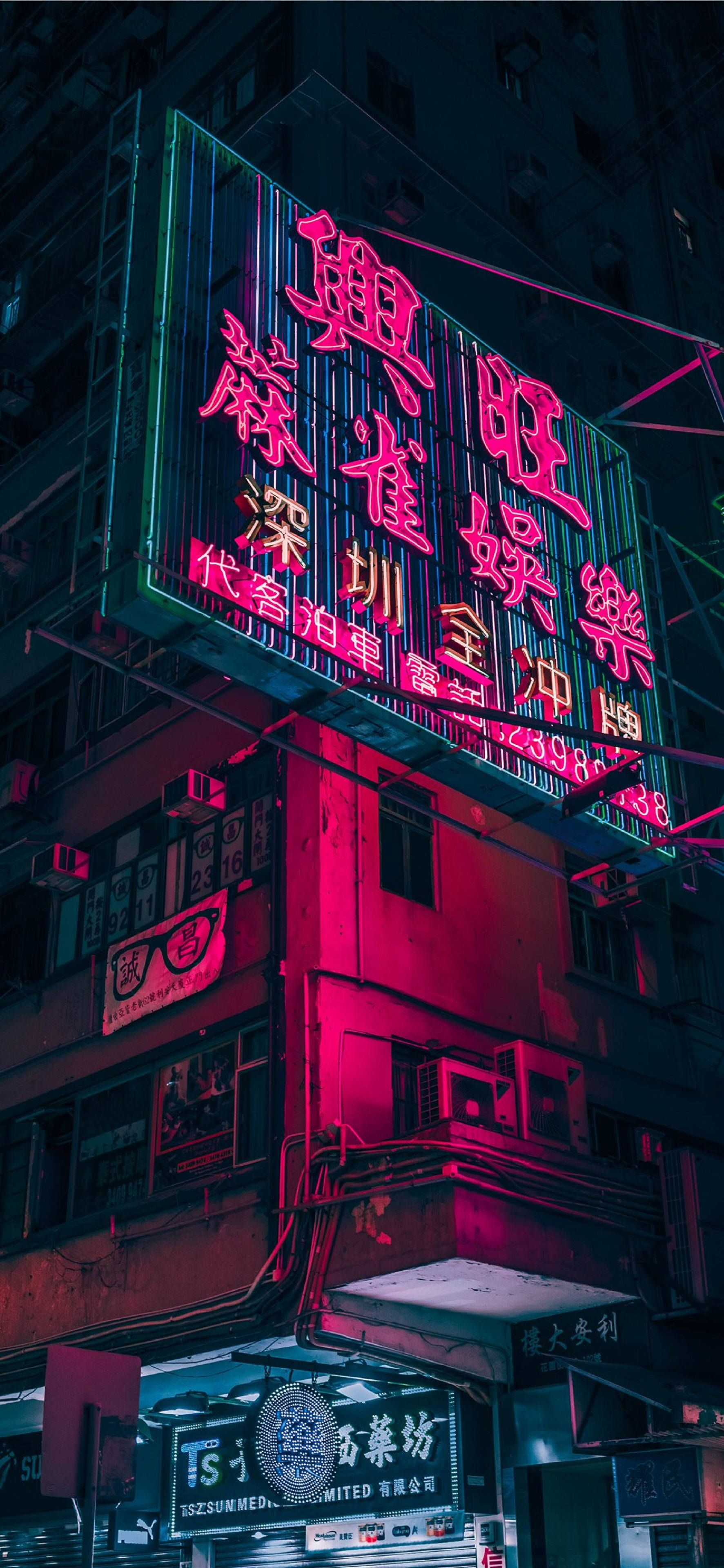 4K Neonvioletti iPhone-mainostaulu Taustakuvat