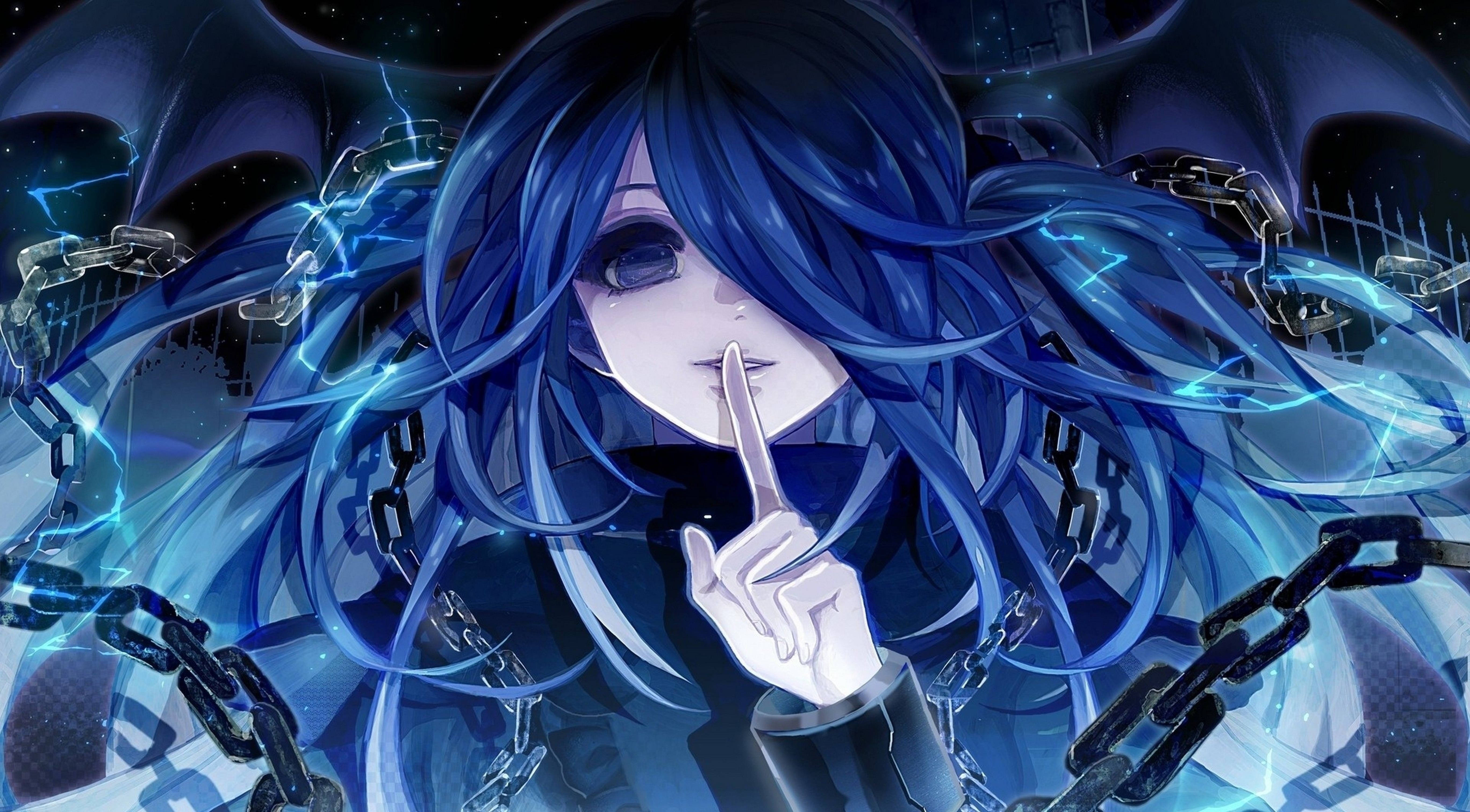 4K PFP Anime-tyttö mustat ketjut Taustakuvat