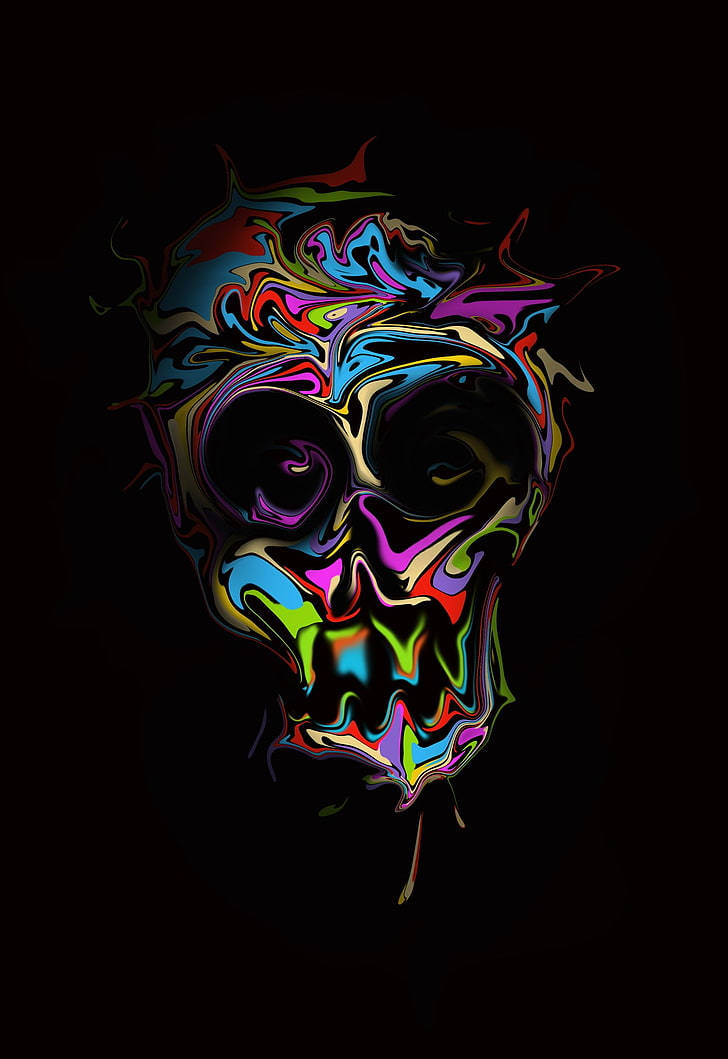 8K iPhone Trippy Pääkallo Taustakuvat