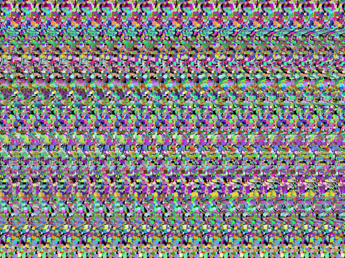 Abstrakti glitch-taika silmä 3D-stereokuva värikäs tv-ruutu sateenkaarikuviolla Taustakuvat