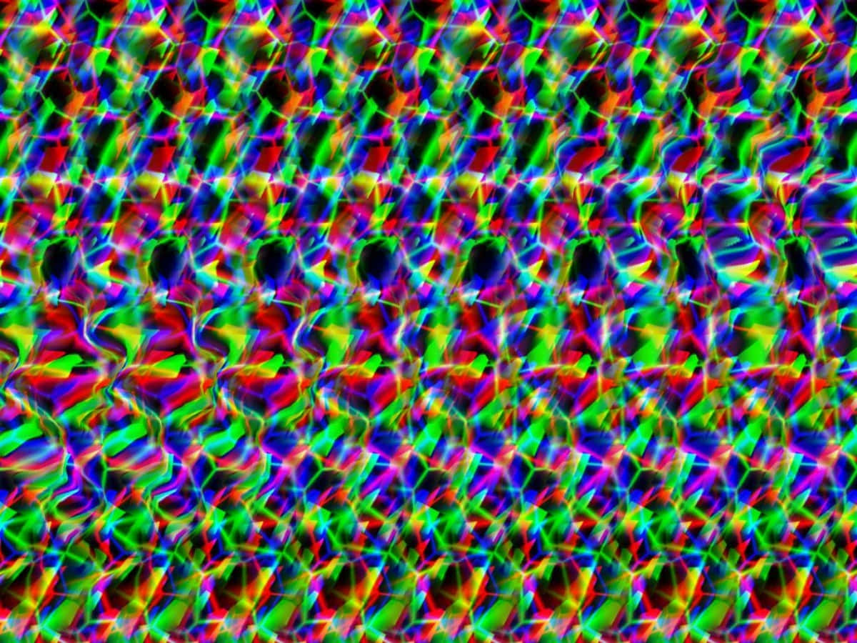 Abstrakti vihreä Magic Eye 3D-stereogrammikuva Taustakuvat