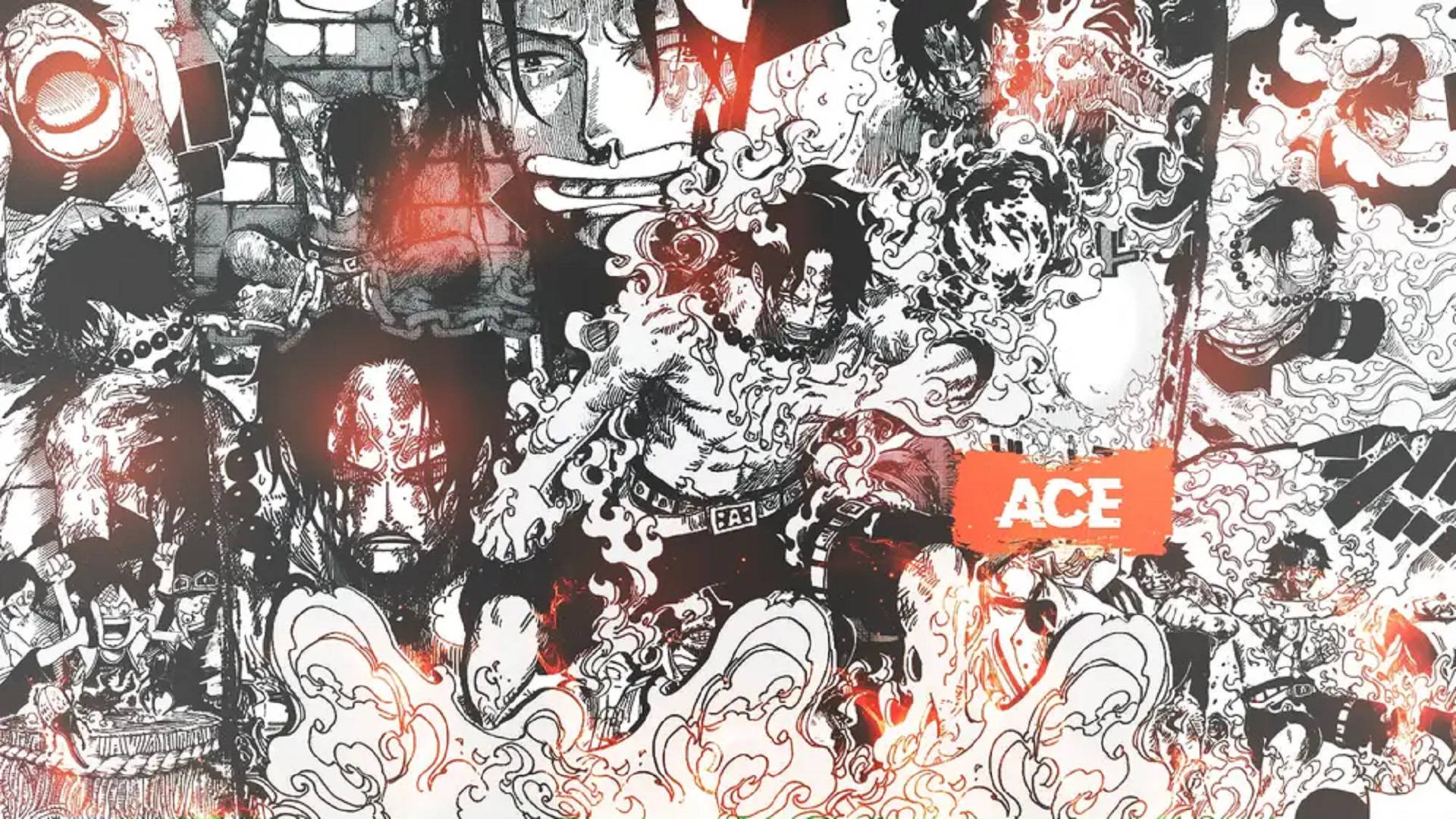 Ace ja Luffy mangapaneli Taustakuvat