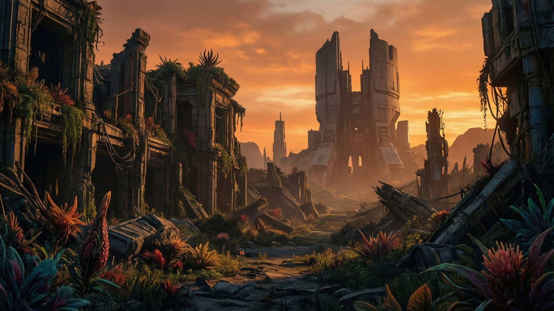 Aegis VII auringonlaskun rauniot Taustakuvat
