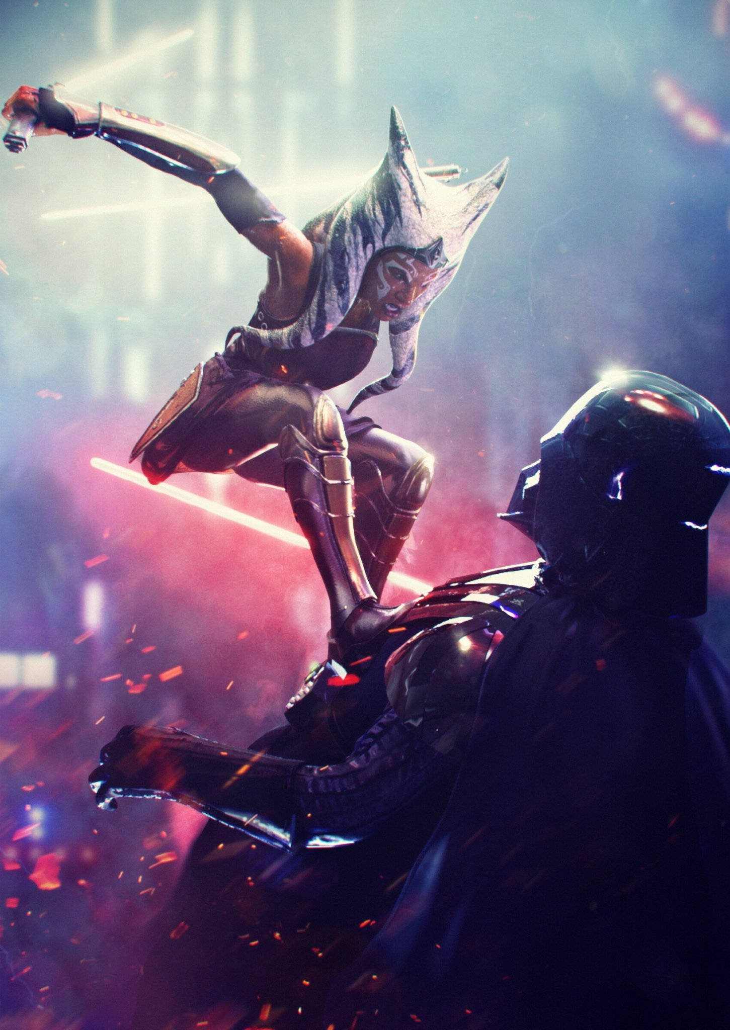 Ahsoka Tano hyökkää vihollisen kimppuun Taustakuvat