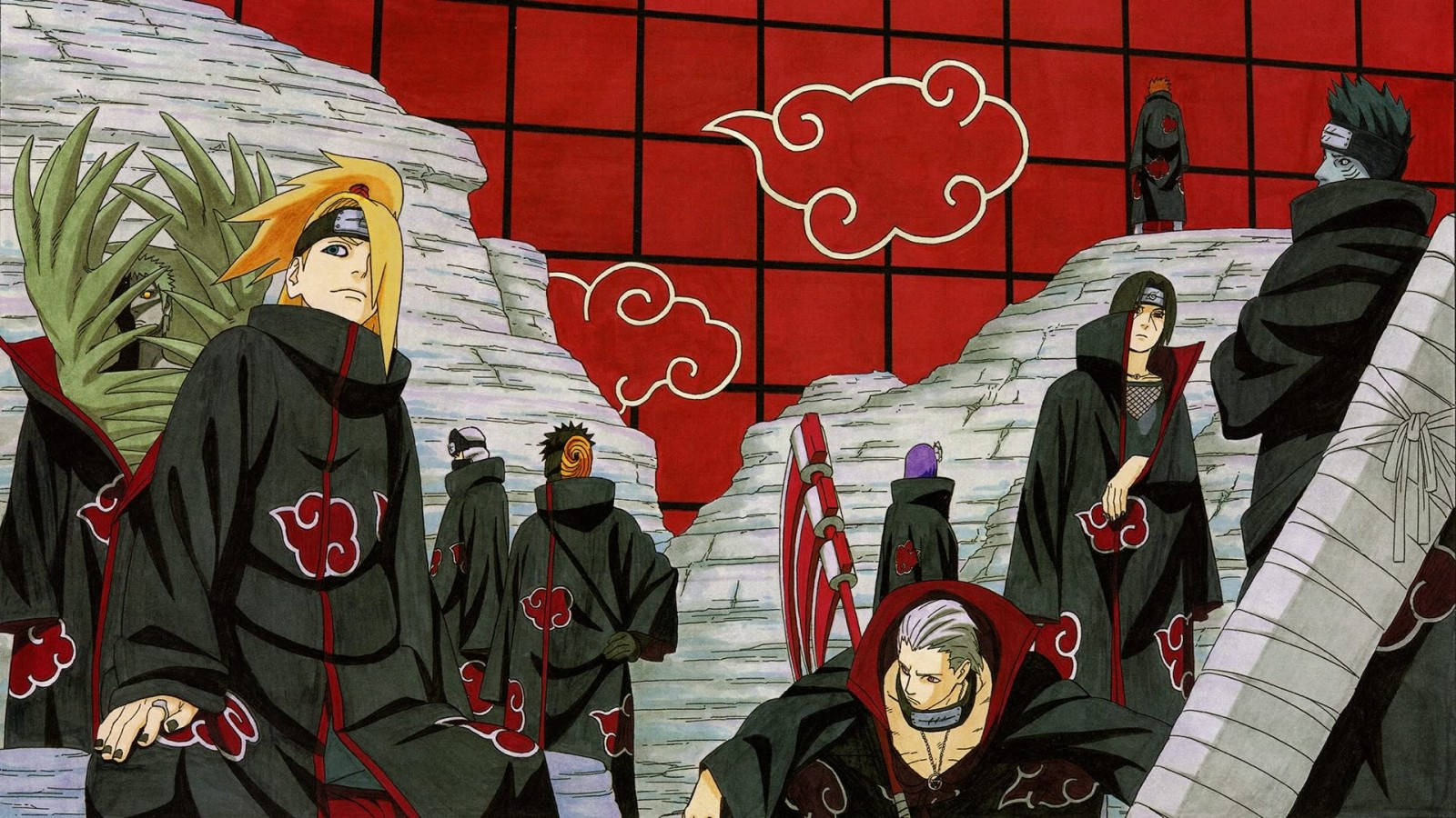 Akatsuki-jäsenet Naruto Itachi Uchiha 4K Taustakuvat