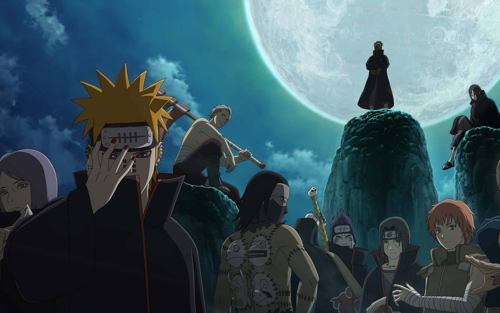 Akatsuki Naruto -hahmot kuun alla Taustakuvat