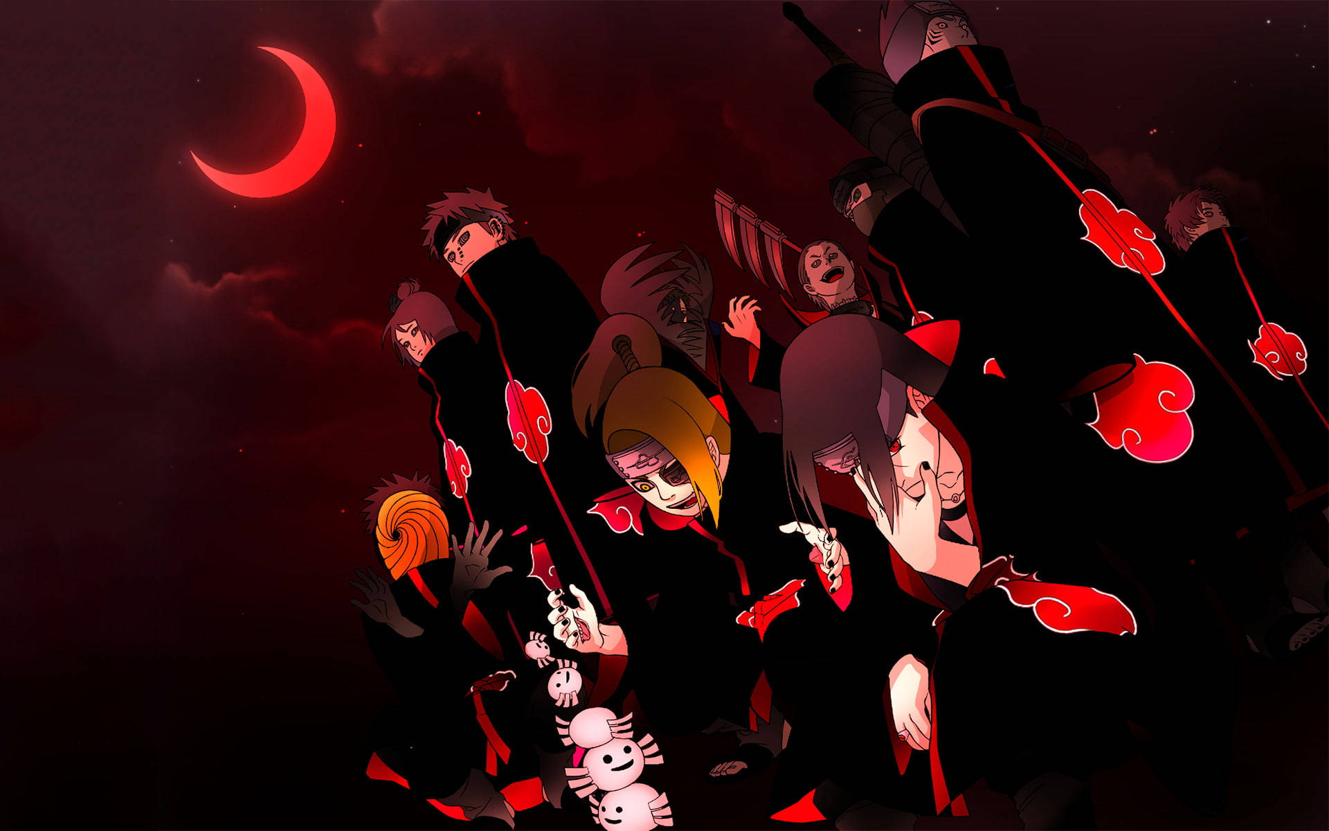 Akatsuki Naruto -hahmot verikuun alla Taustakuvat