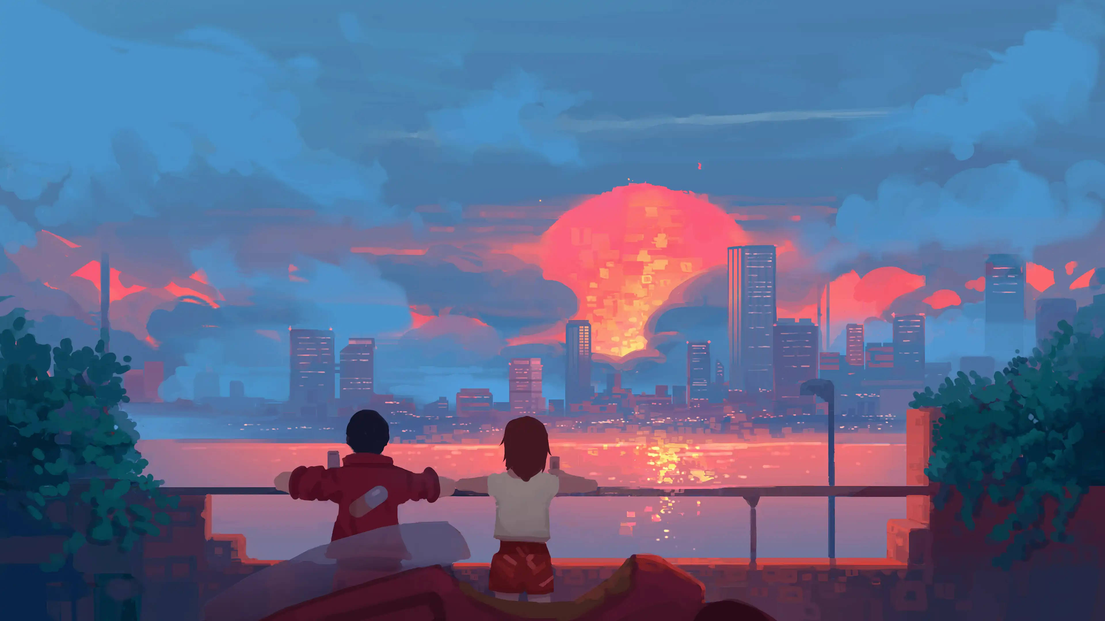 Akira-estetiikkaa henkivä anime-taidetyöpöytä Taustakuvat