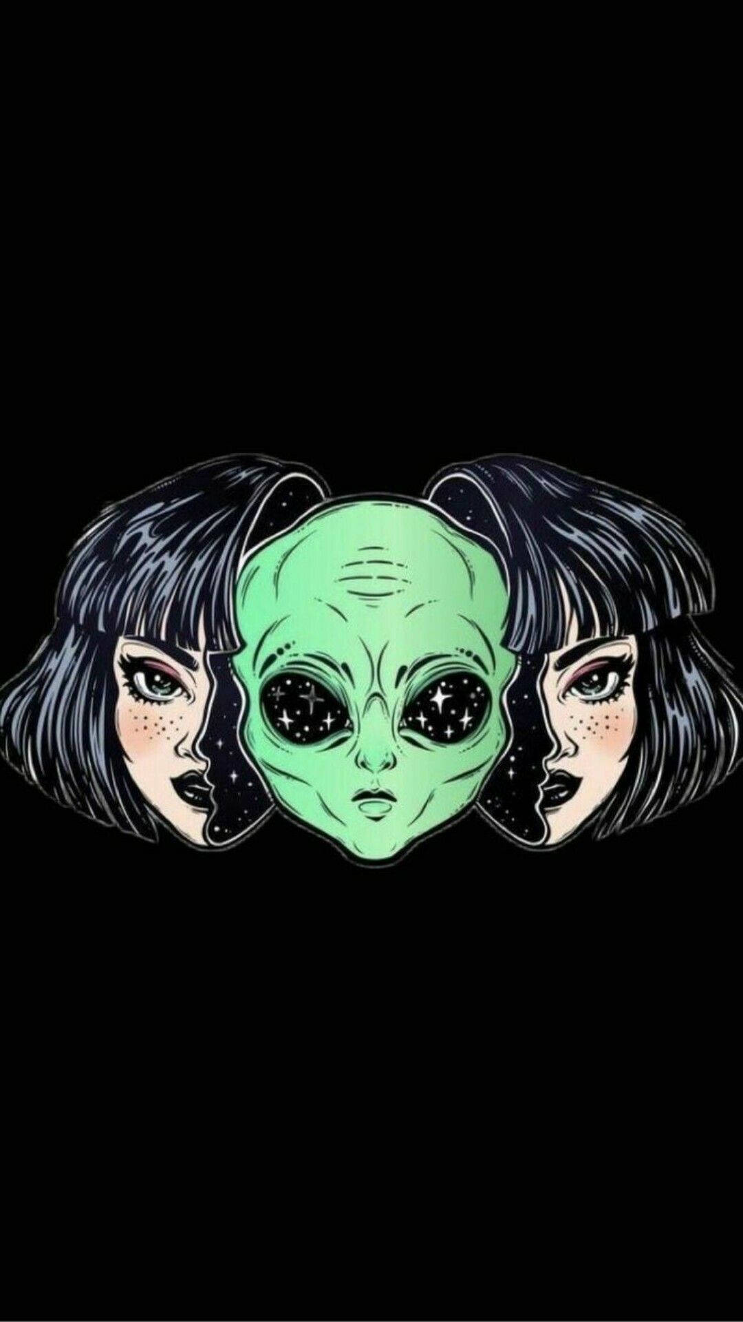Alienityttö trippivisuaalinen Taustakuvat
