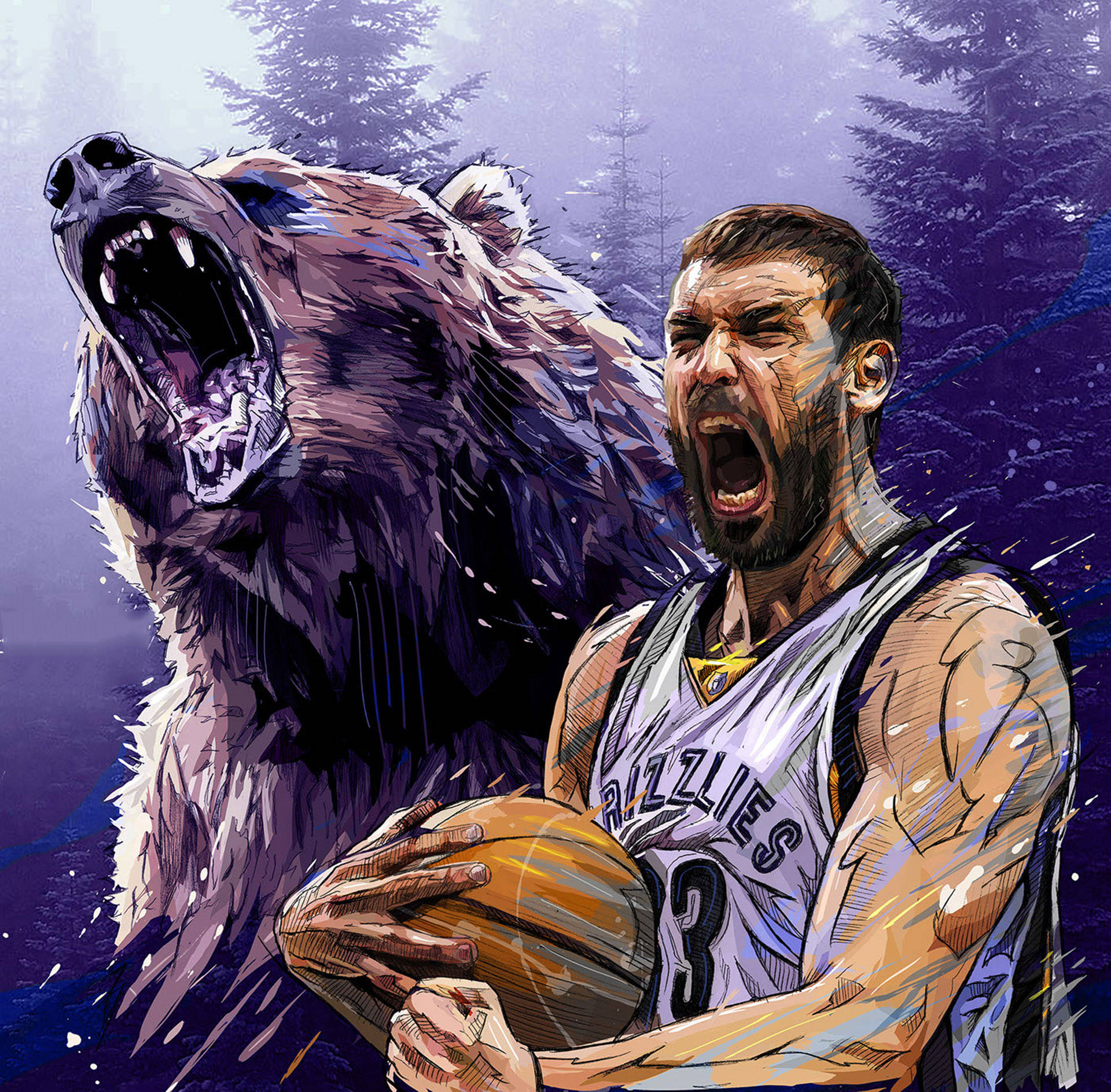 Ammattilaiskoripalloilija Marc Gasol Toiminnassa Taustakuvat