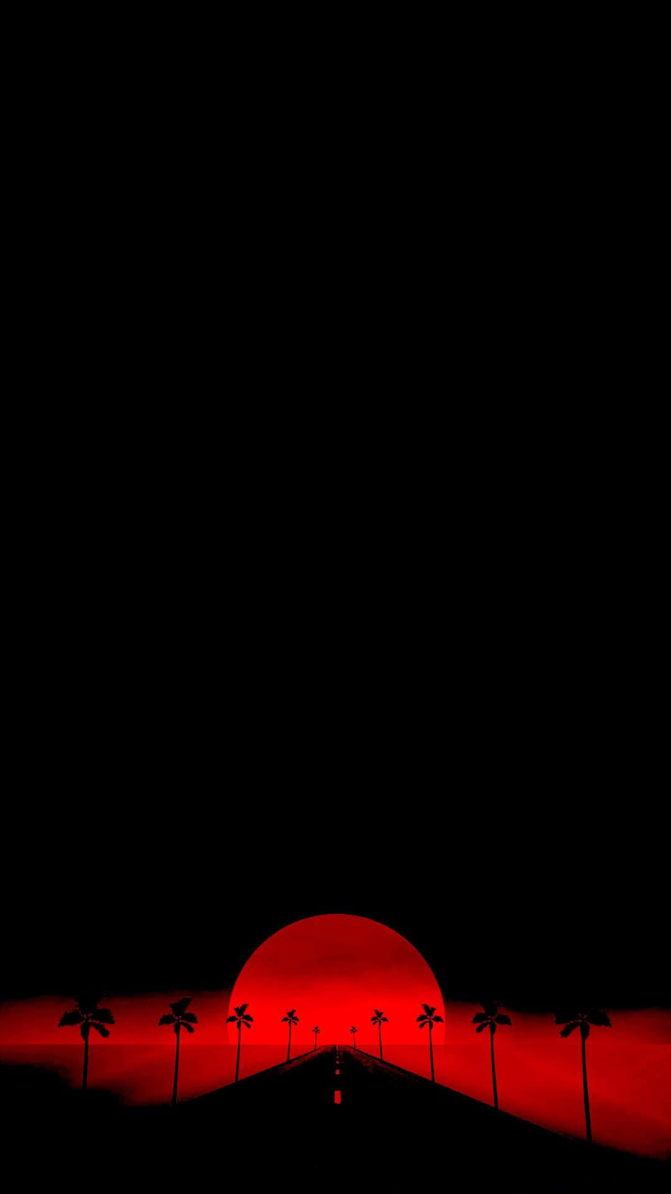 AMOLED-taustakuva punainen aurinko tie Taustakuvat