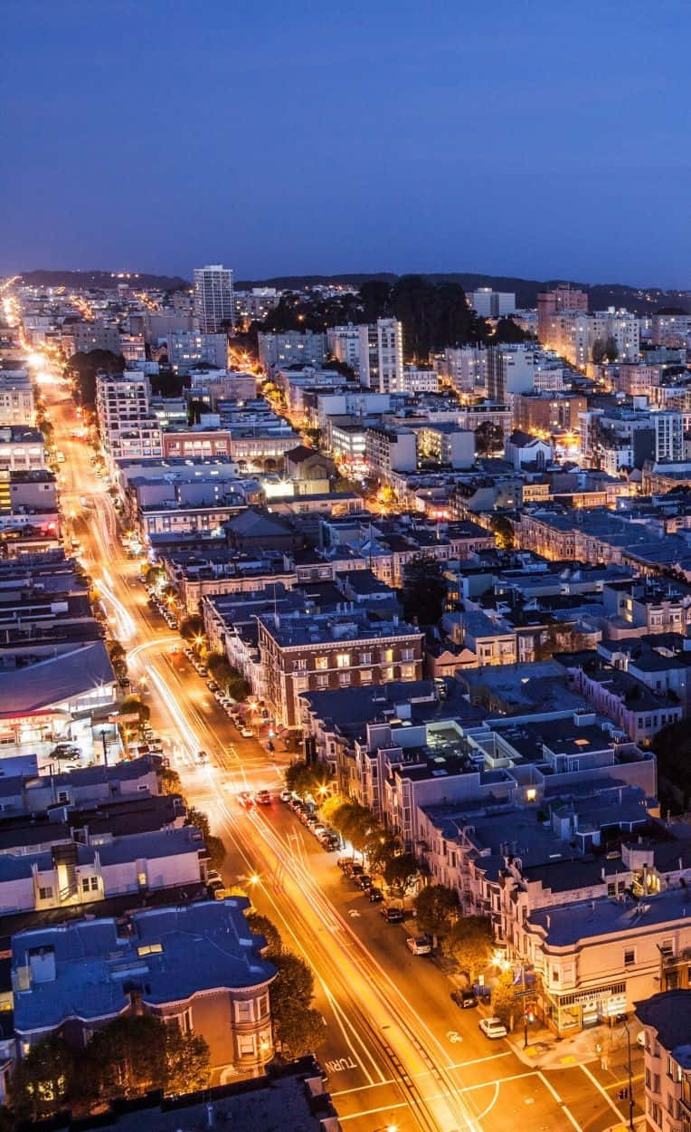 Android San Francisco -taustakuva loistavilla valoilla Taustakuvat