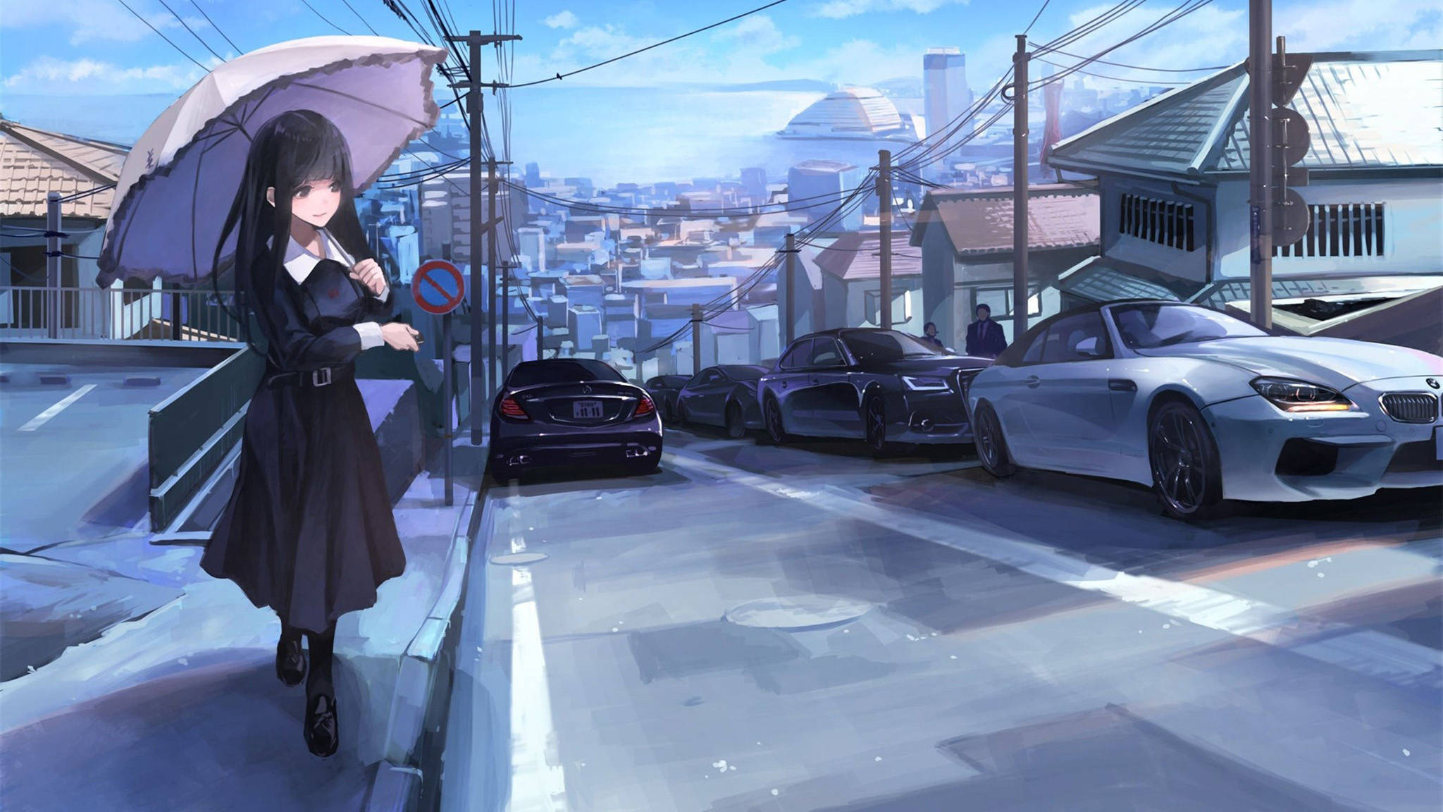 Anime-autot yökaupungin kaduilla Taustakuvat