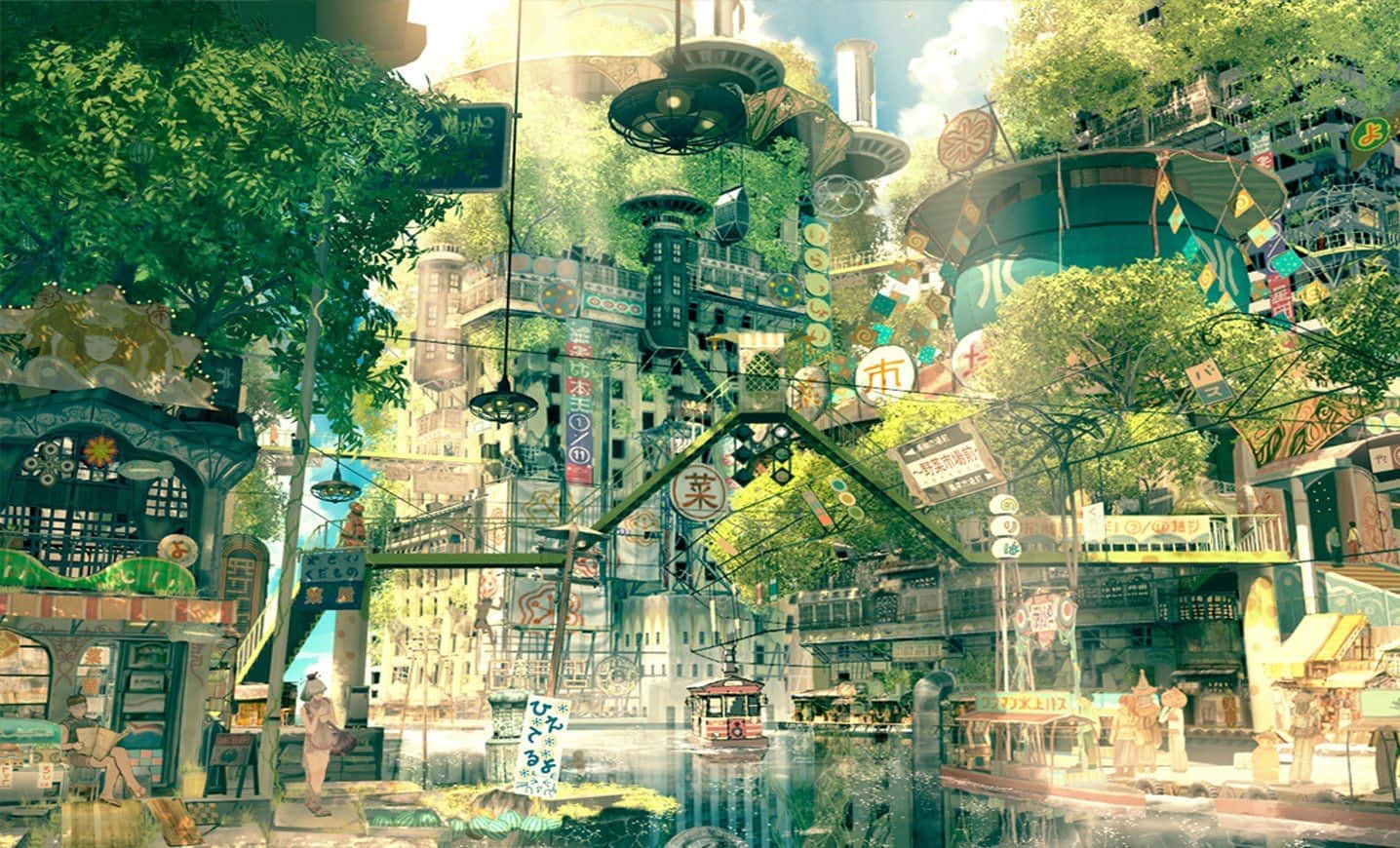 Anime-kasvillisuuden valtaama rakennus Taustakuvat