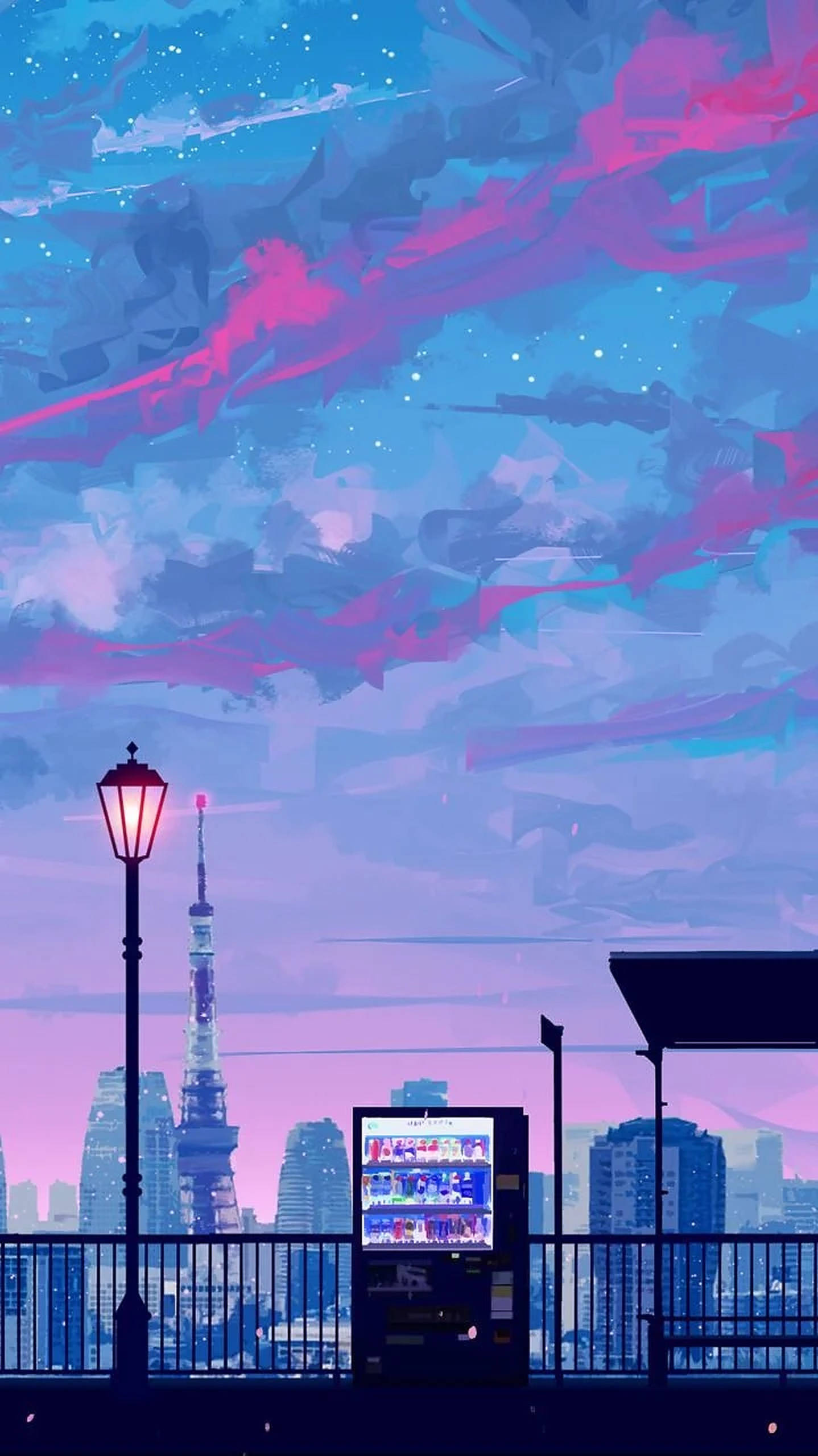Anime-kaupunki iPhone-estetiikka Taustakuvat