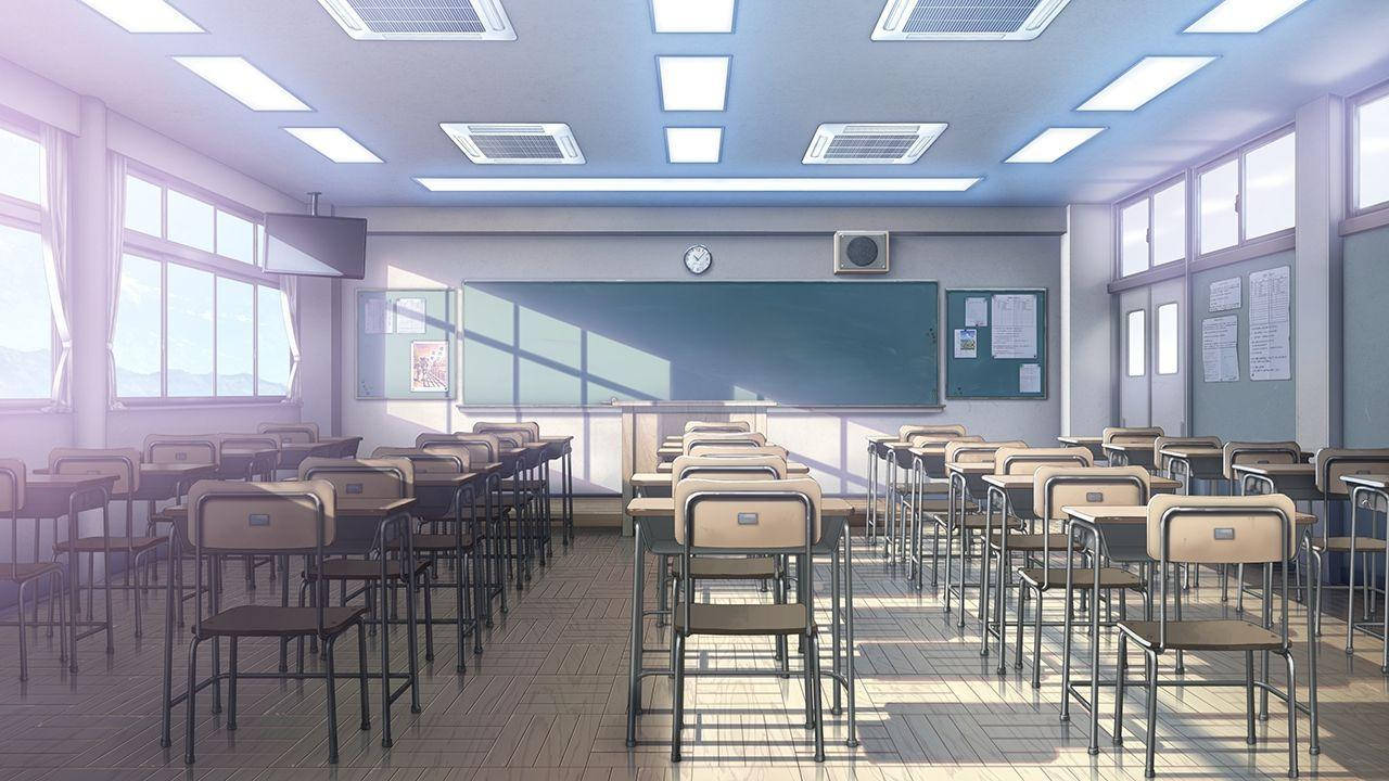 Anime-koulumaisema tyhjä luokkahuone Taustakuvat