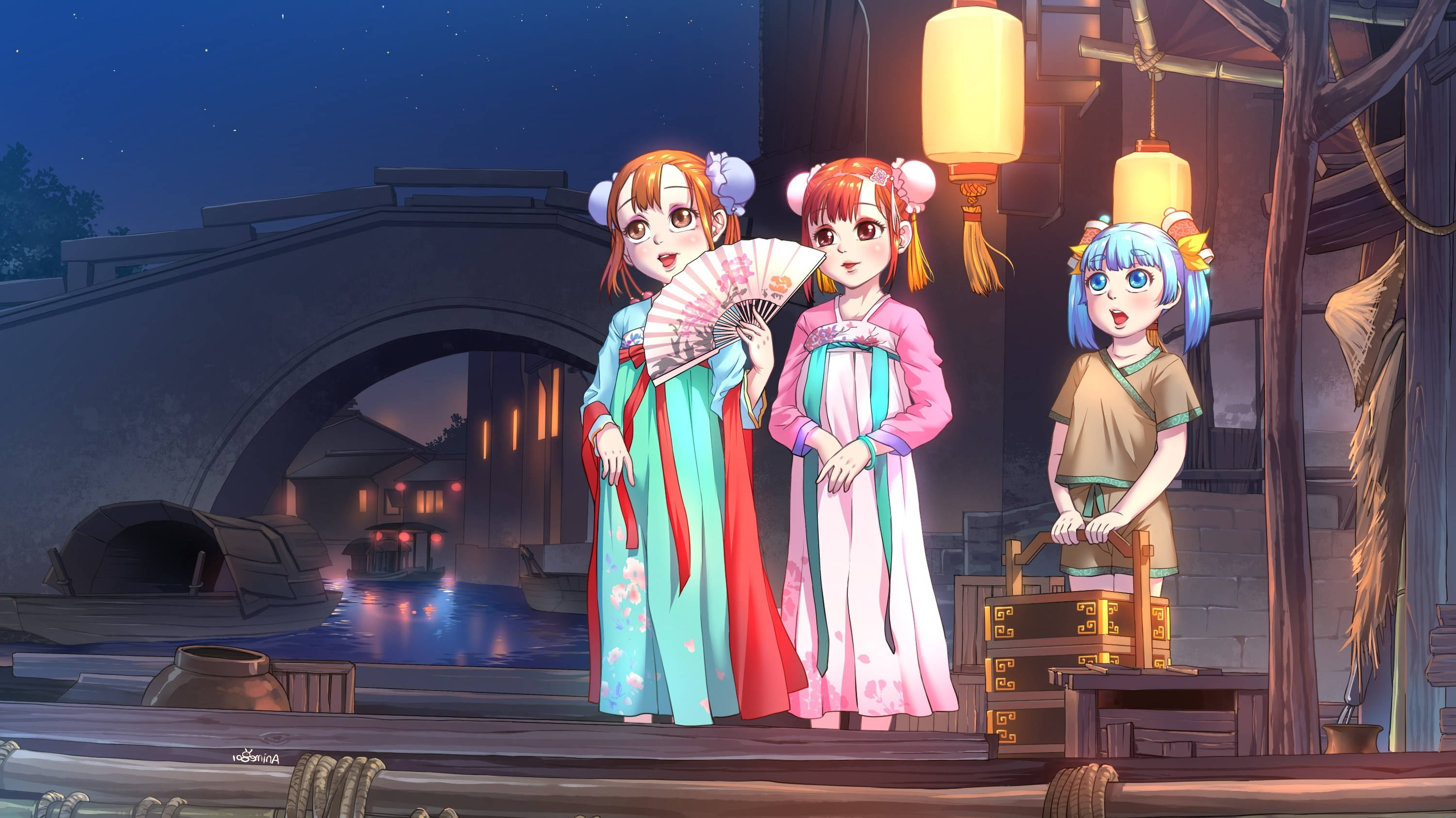 Anime-lapset kimonossa Taustakuvat
