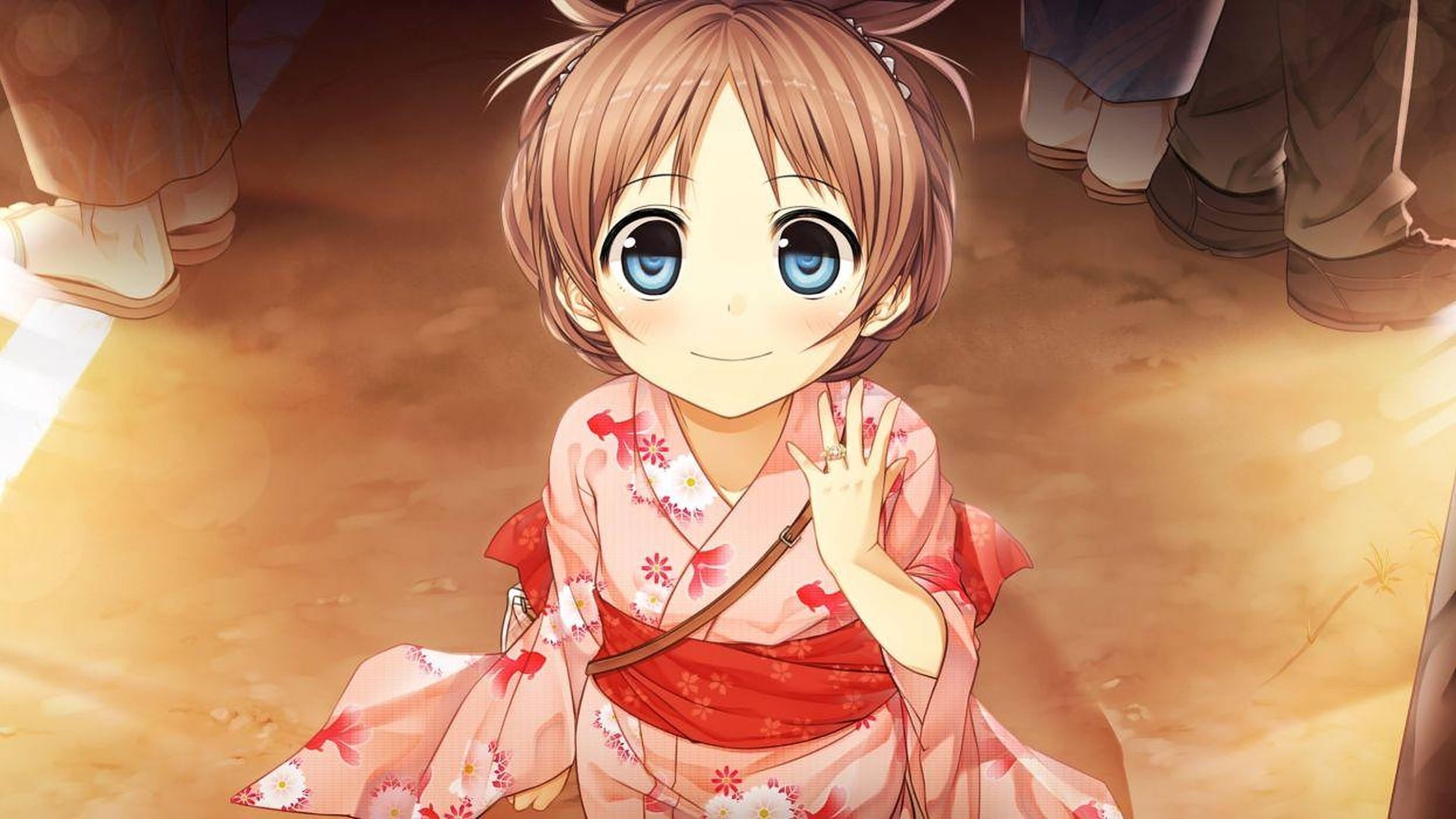 Anime-lapsi punaisessa kimonossa Taustakuvat