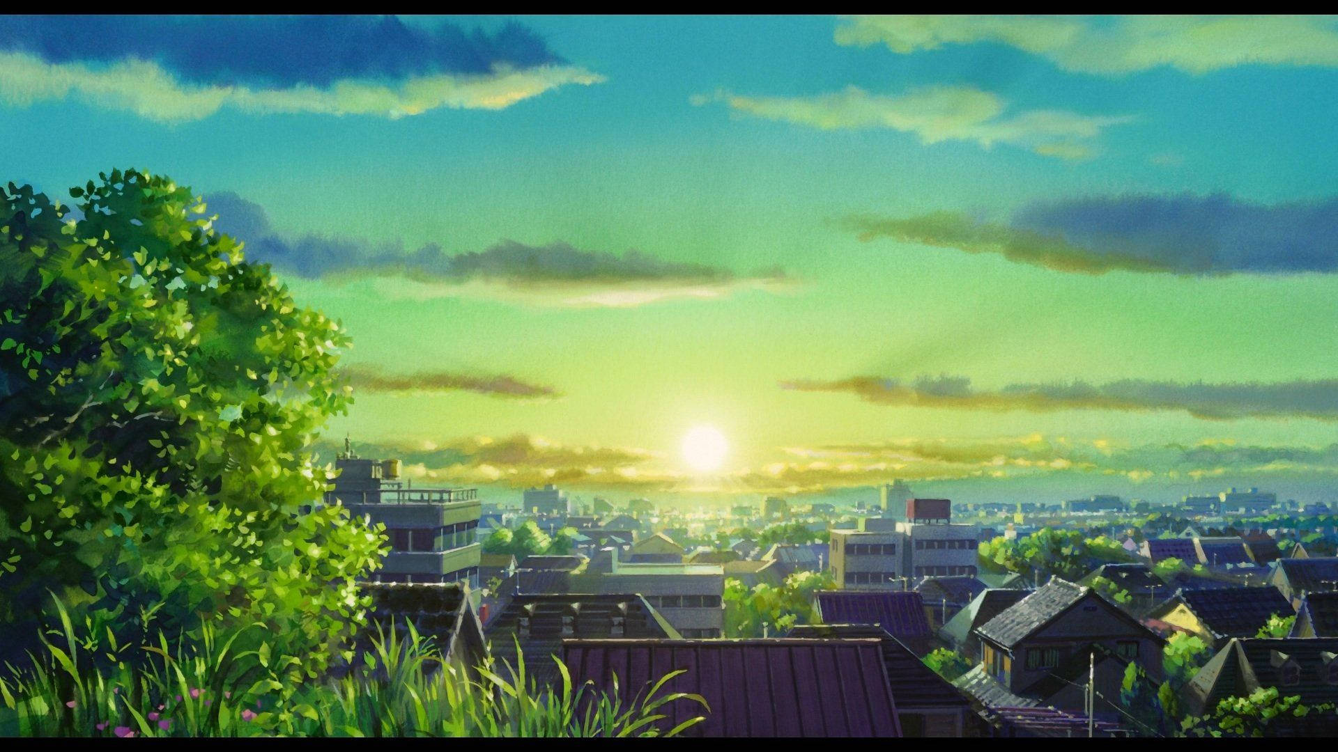 Anime maisema nouseva aurinko Taustakuvat
